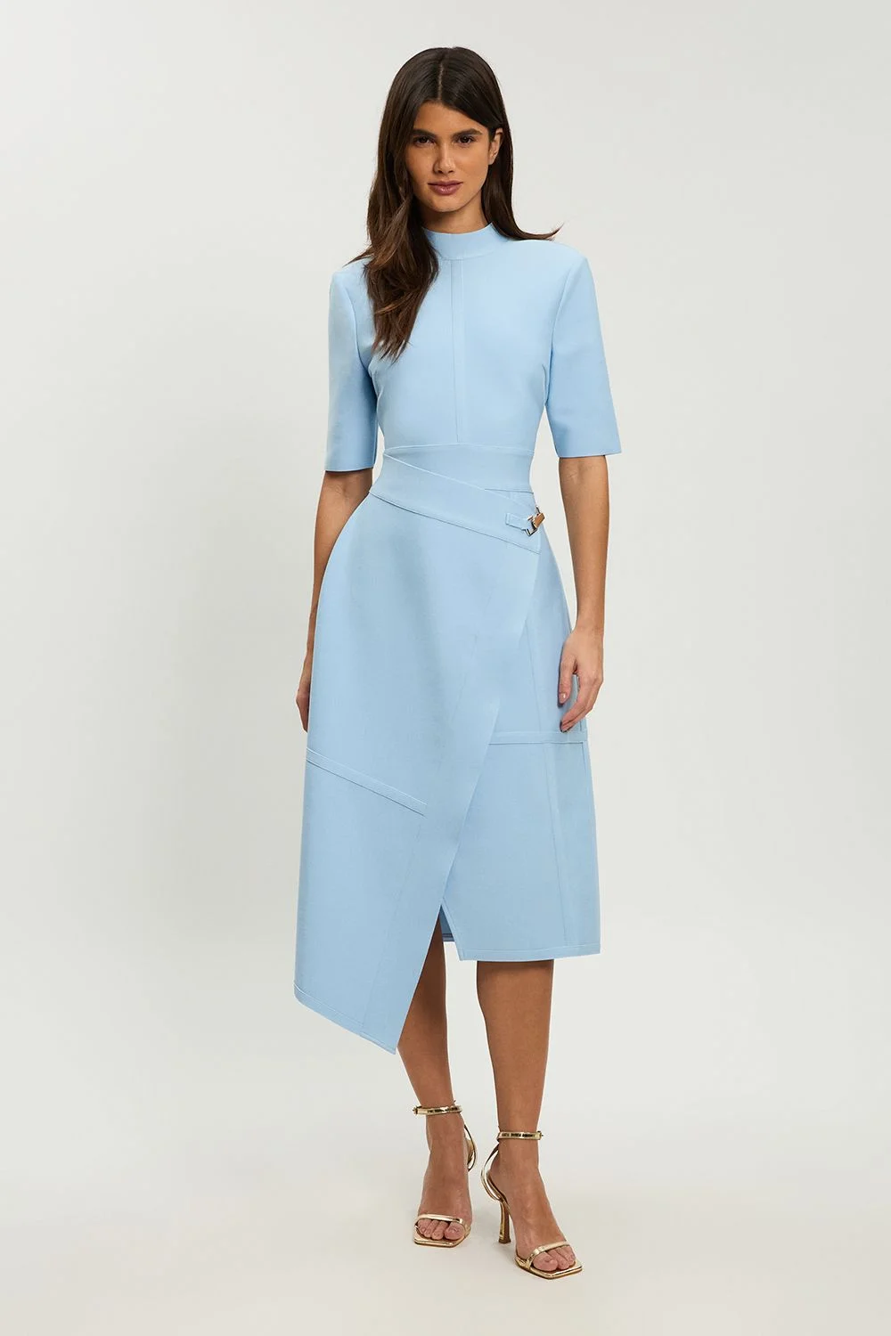 Petite Figure Form Bandage Asymmetric Knit Midi Dress - 1