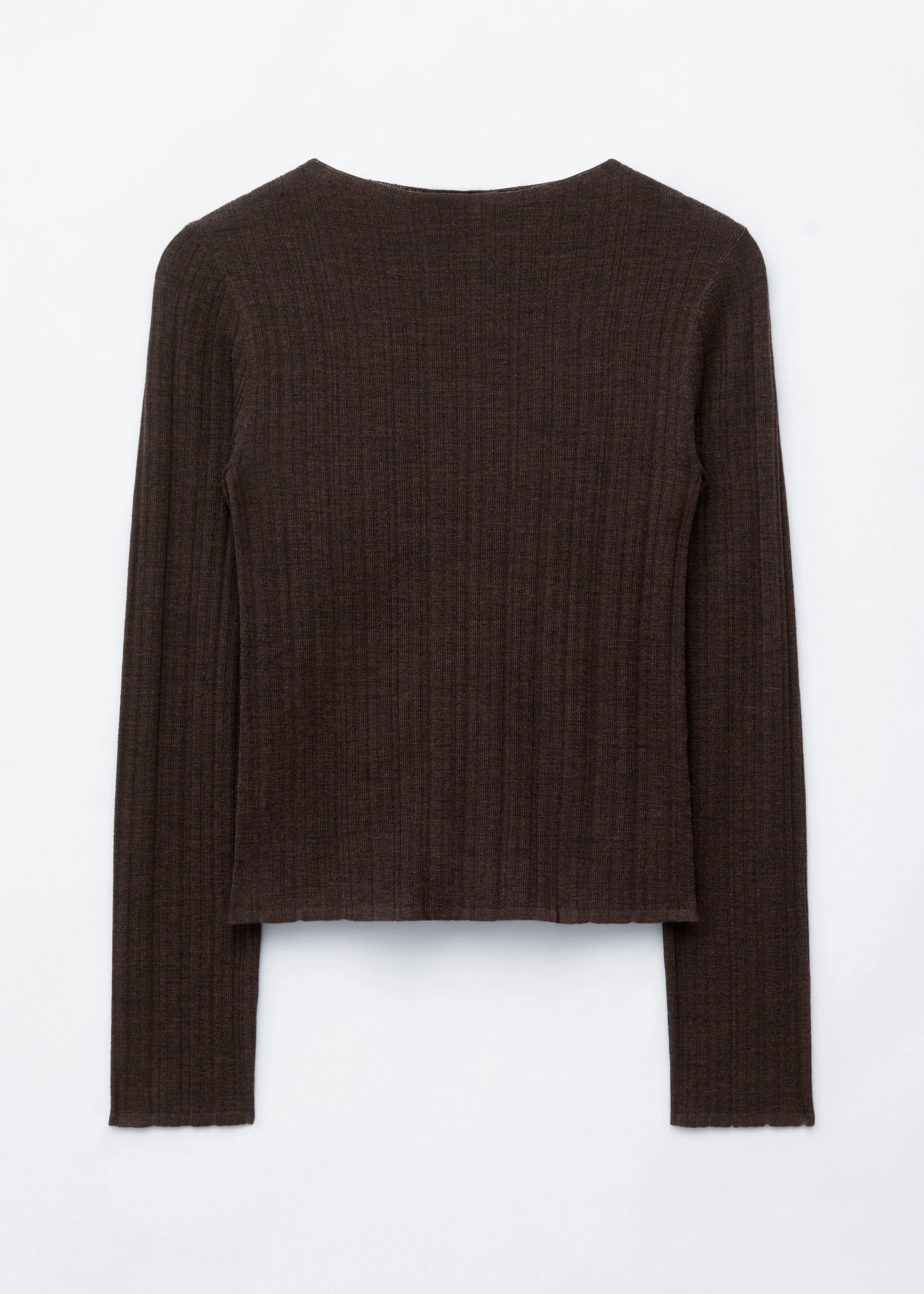 Rib-Knit Wool Boatneck Top - 1