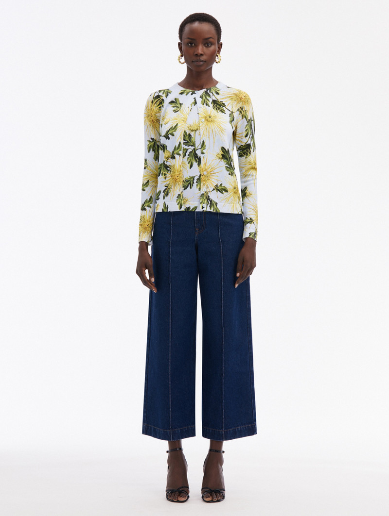 Oscar de la Renta CHRYSANTHEMUM PRINTED CARDIGAN outlook