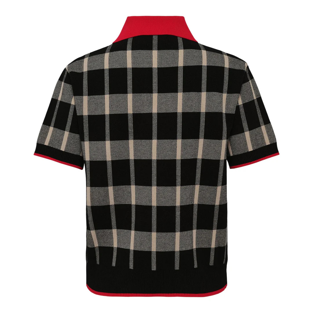 Maglia Plaid Collar Knit Top - 2