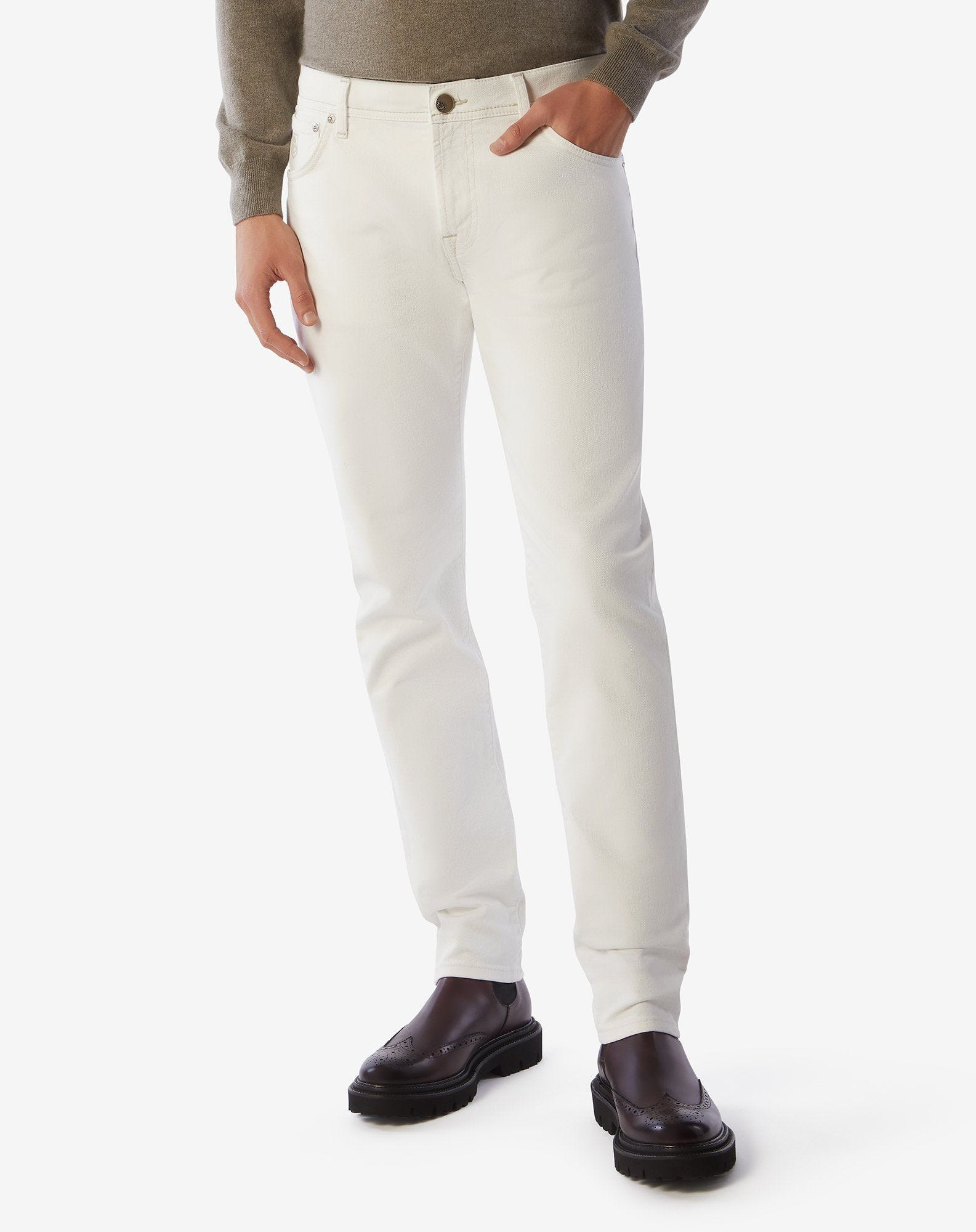 White stretch denim 5-pockets jeans - 2