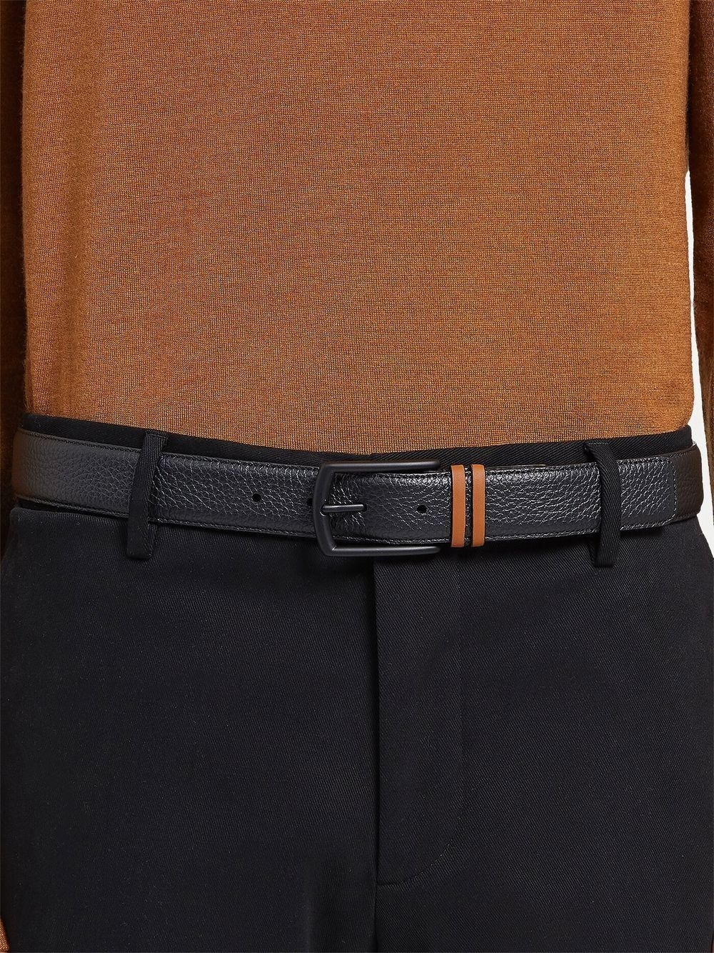 stripe-detail leather belt - 3