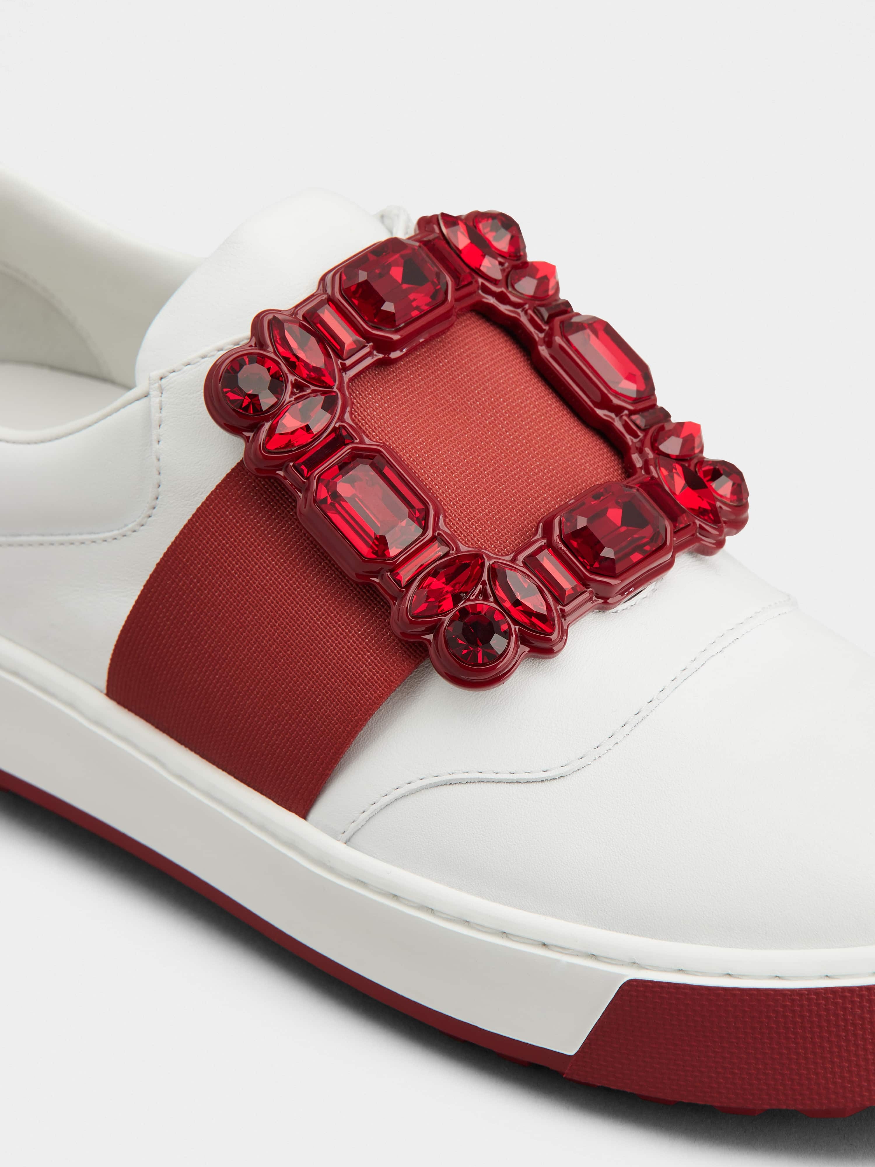 Very Vivier Strass Buckle Sneakers in Leather - 3
