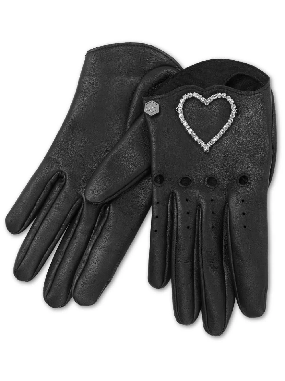 heart-appliqué leather gloves - 1