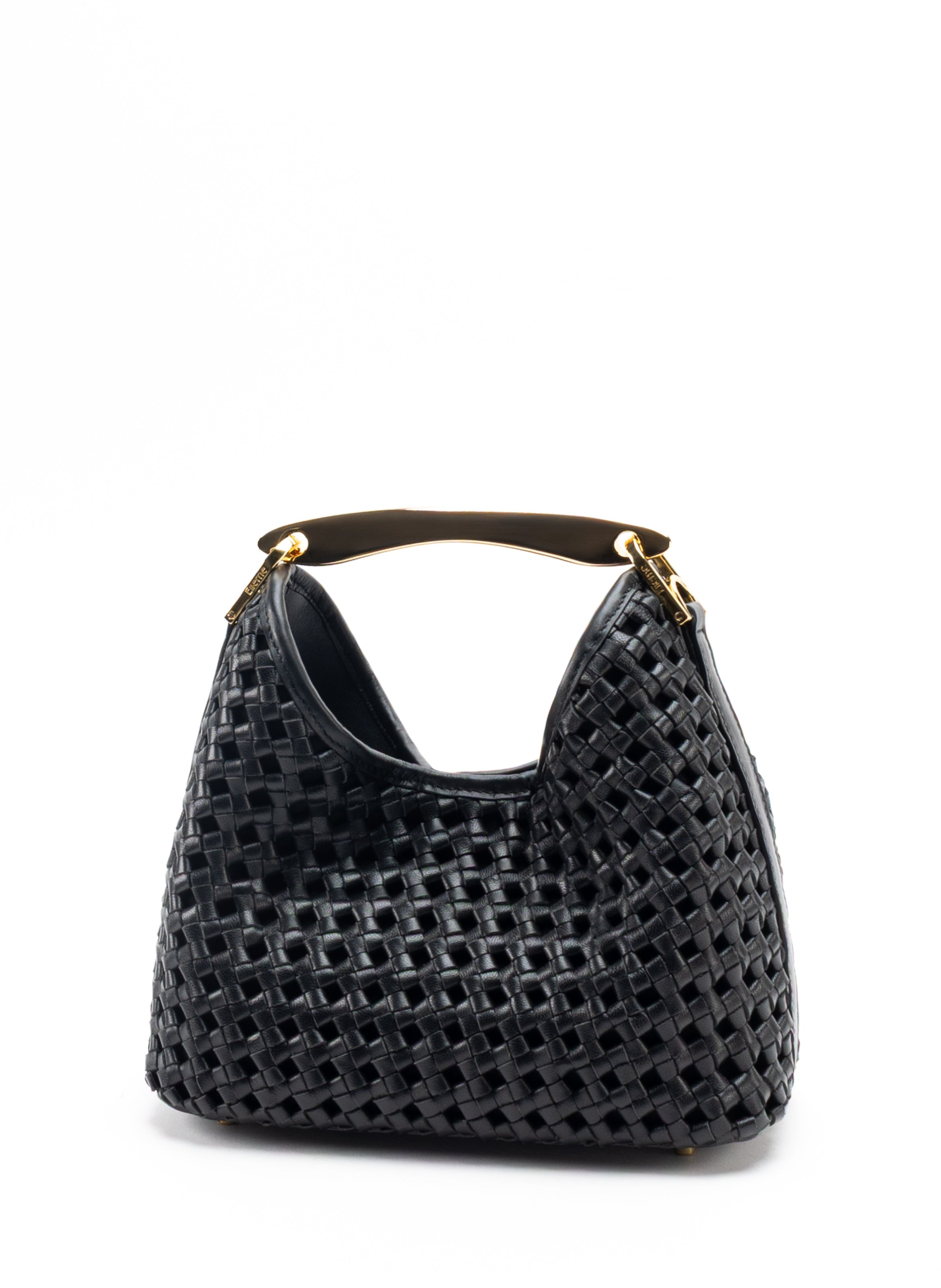Small Boomerang Woven Leather Black - 3