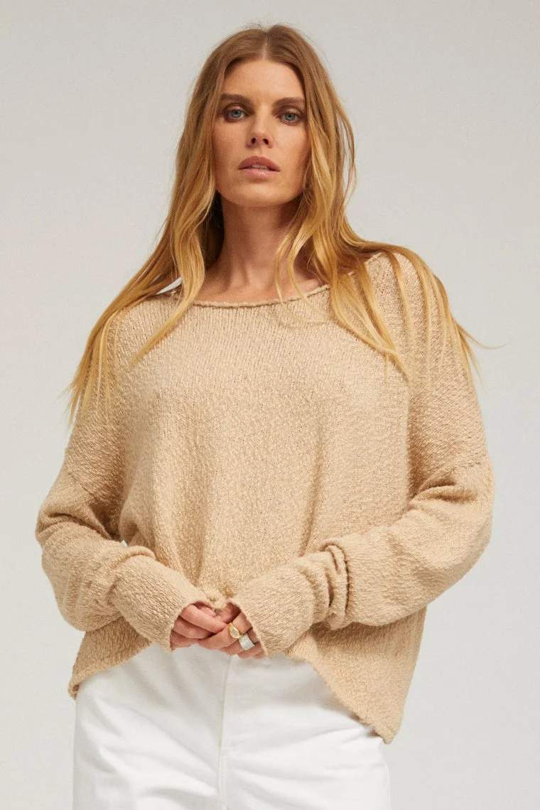 COTTON BOUCLÉ OFF SHOULDER SWEATER - 1