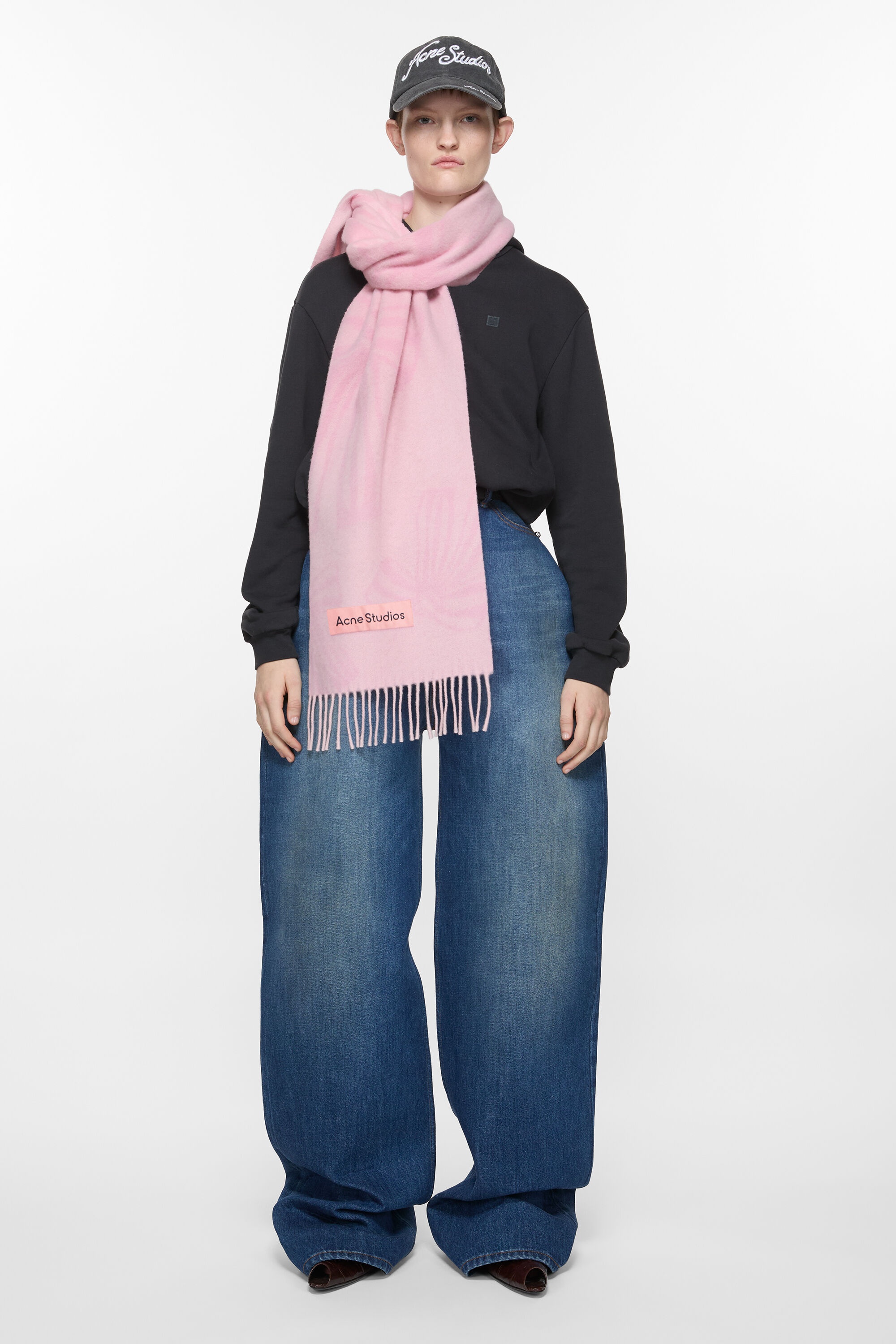Cashmere jacquard scarf - Baby pink - 2