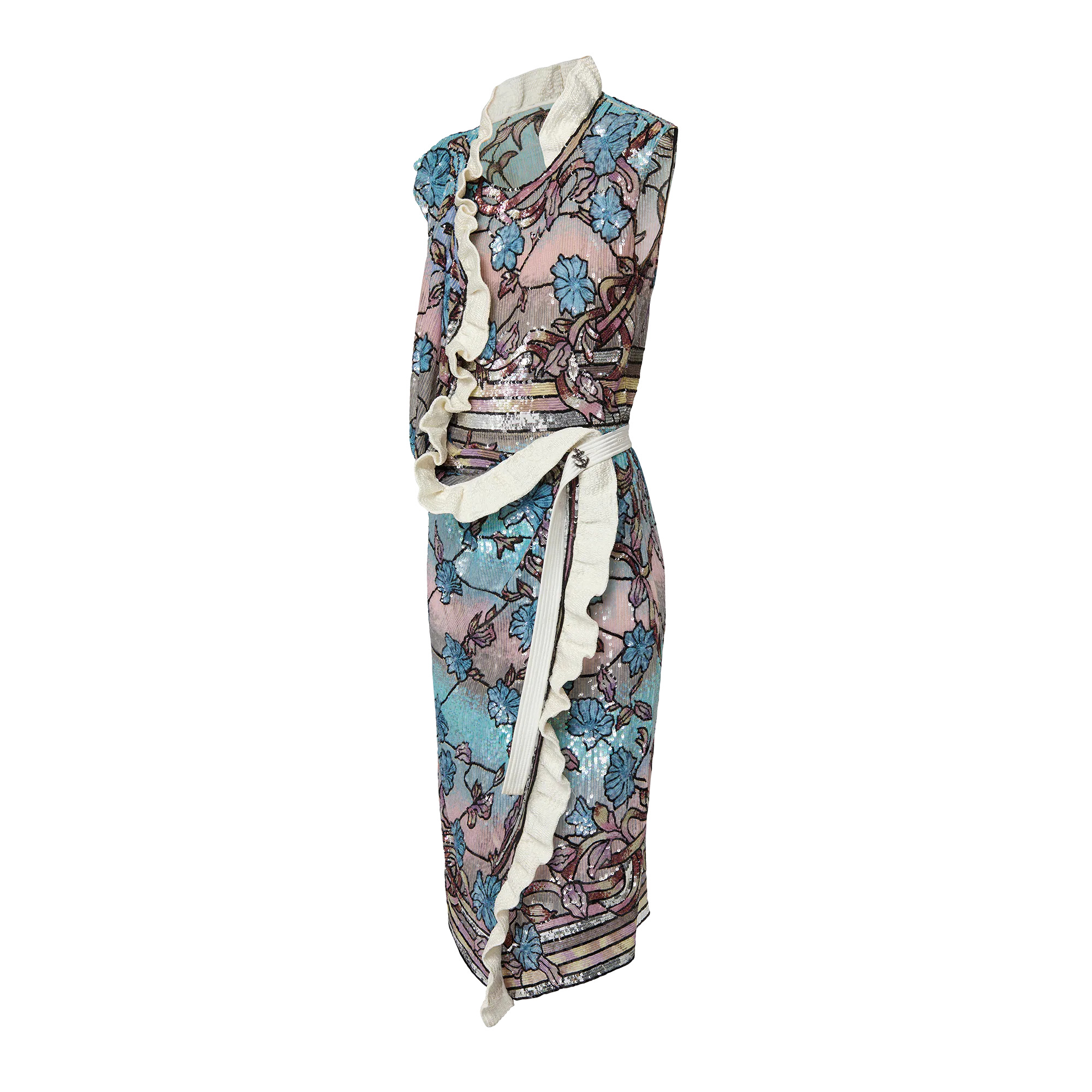 Asnières Sequin Ruffle Trim Wrap Dress - 2