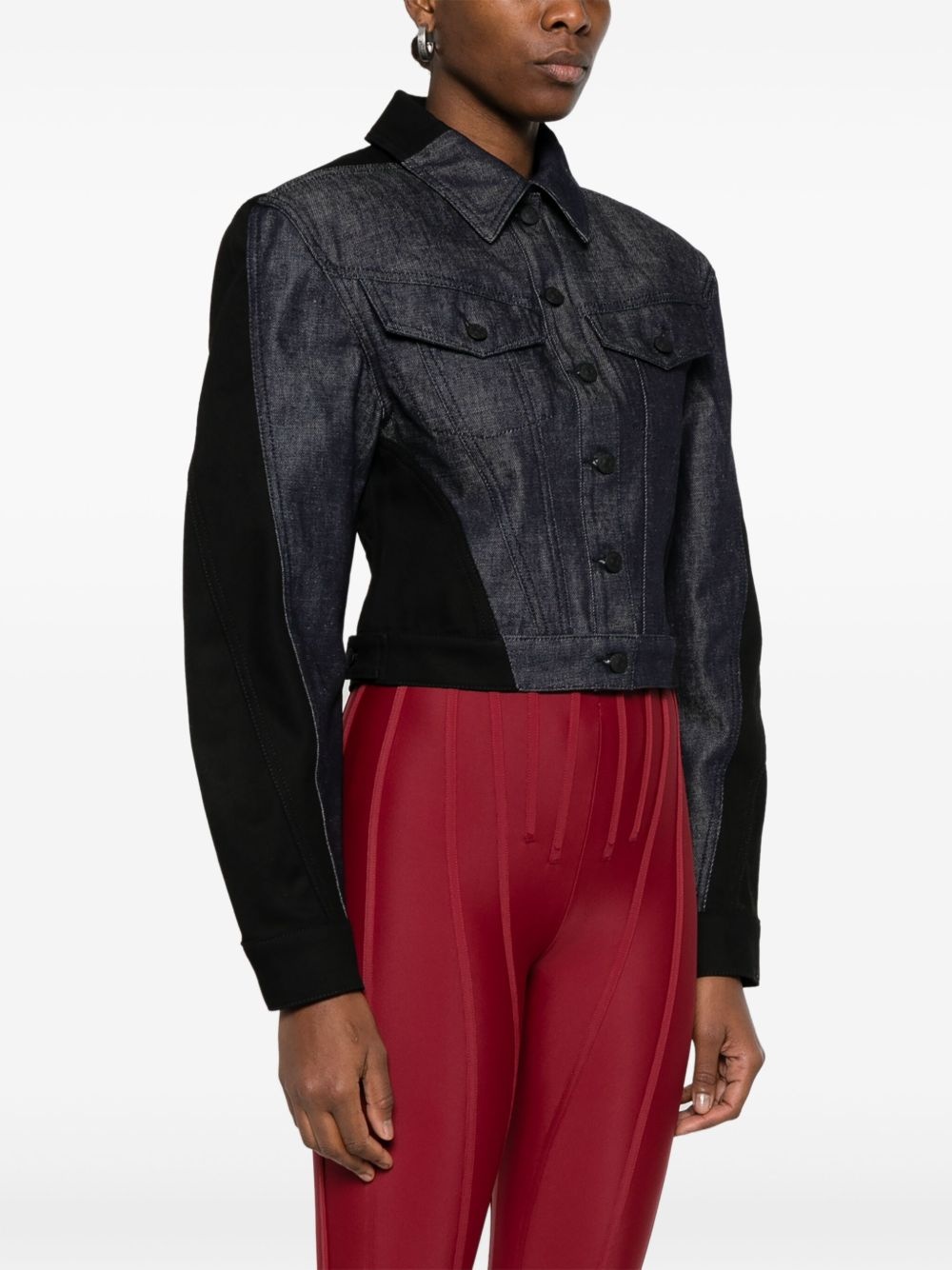 colour-block denim jacket - 3