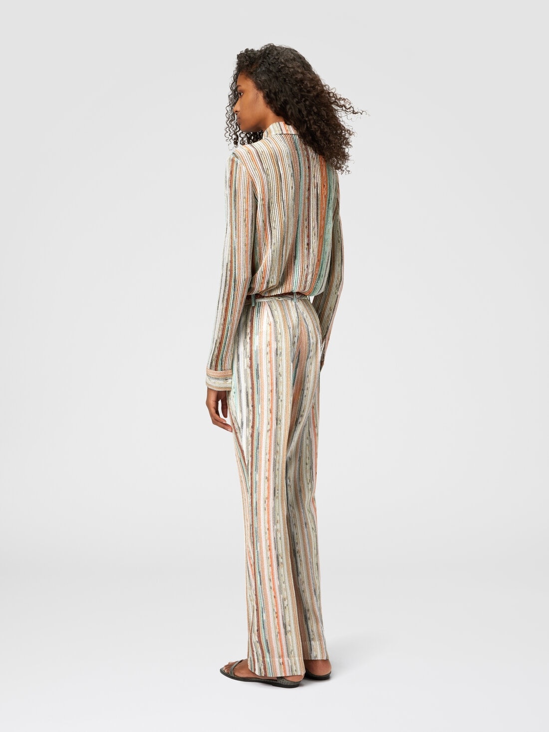 Striped lamé slub viscose knit shirt - 3
