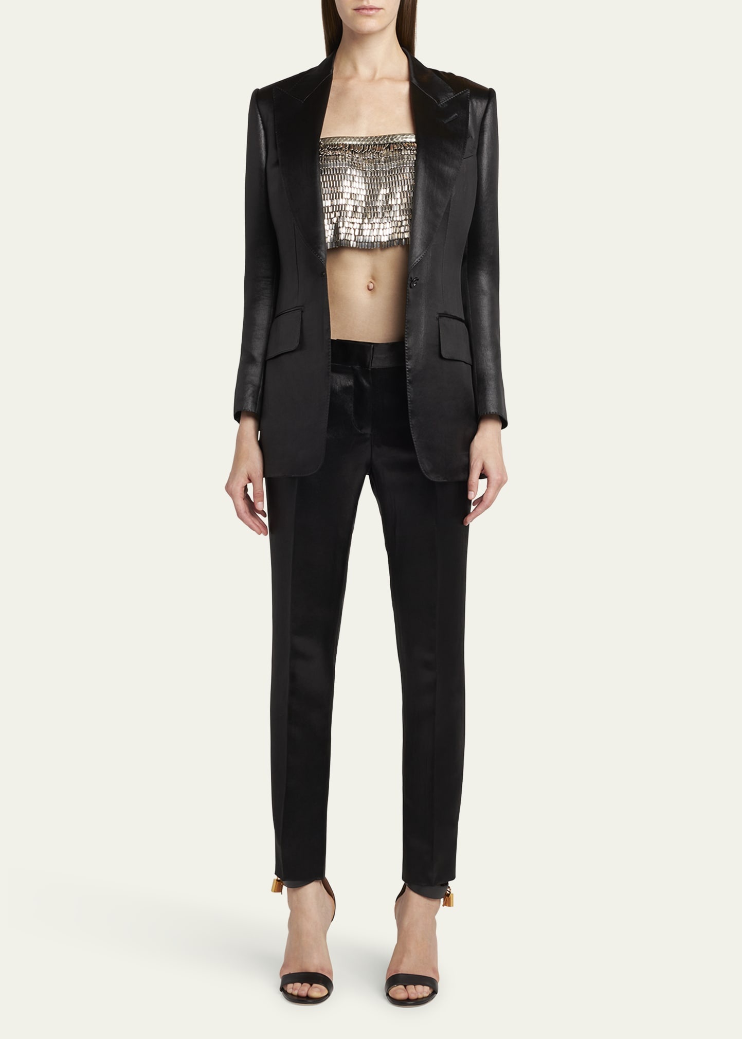 Liquid Satin Single-Breasted Blazer Jacket - 2