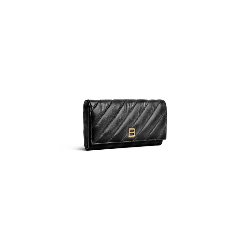 BALENCIAGA Women's Crush Wallet On Chain Quilted  in Black outlook