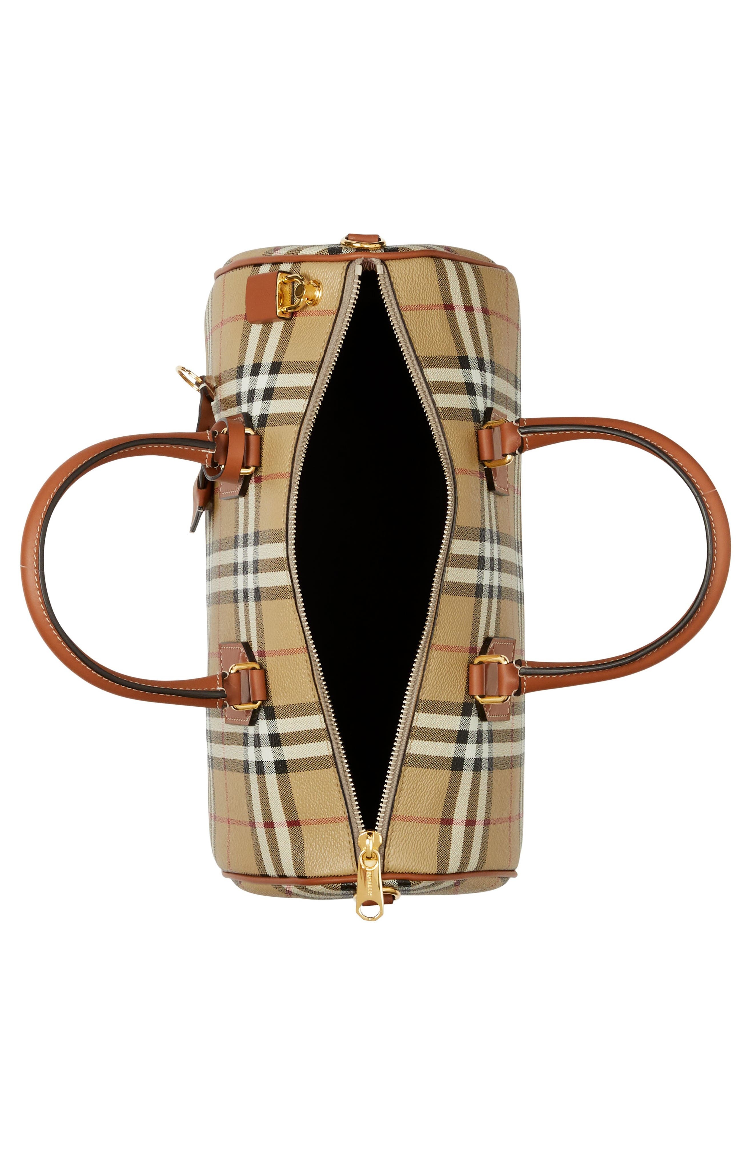 burberry Medium Bowling Check Coated Canvas Duffle Bag in Vntg Chk/Briar Brown at Nordstrom - 3