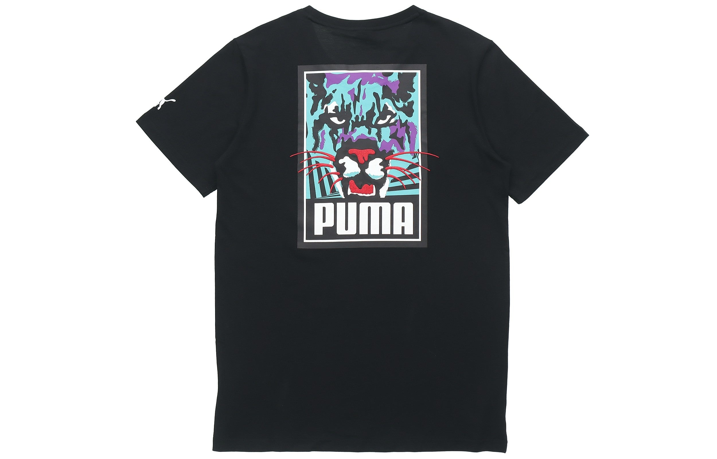 PUMA Casual Graphic T-Shirt 'Black White Blue' 596631-01 - 2