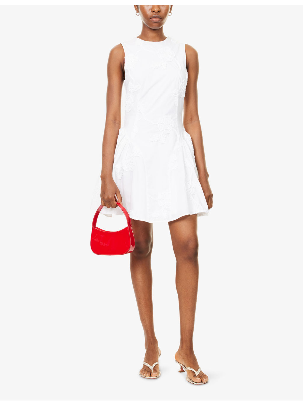 Selda Floral-Applique Cotton-Poplin Mini Dress - 2