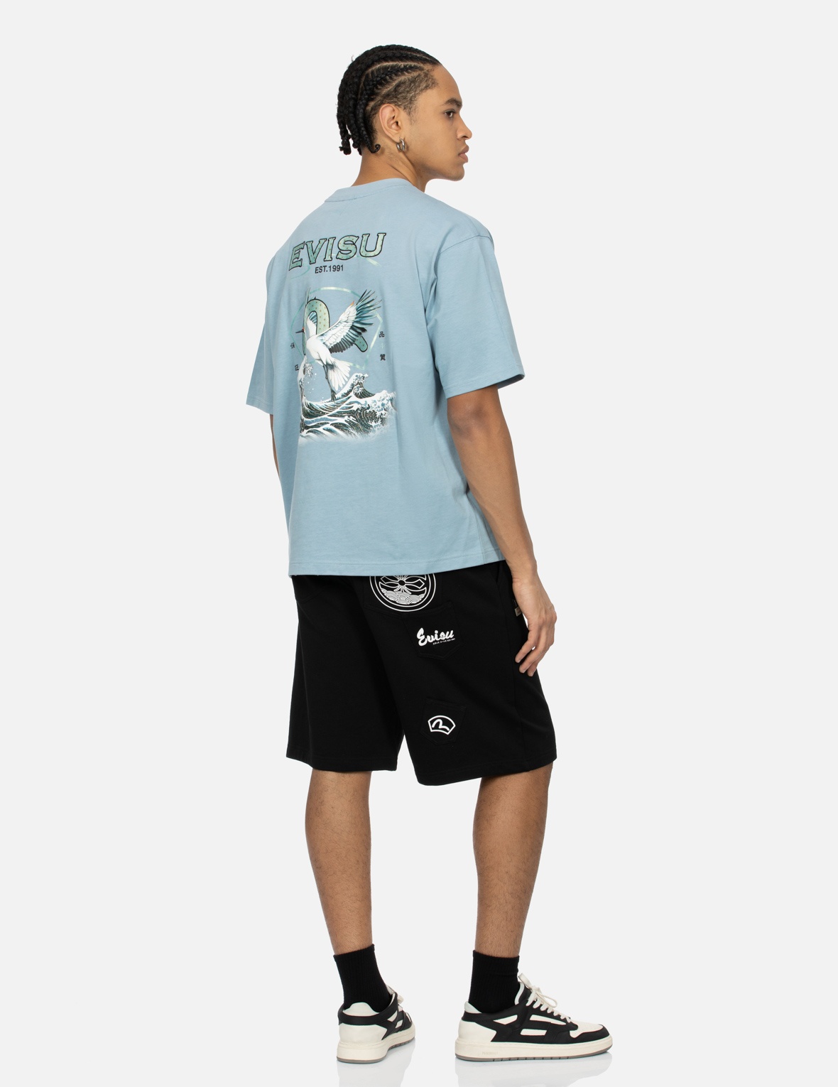 MULTI-POCKETS AND PRINT RELAX FIT SWEAT SHORTS - 3
