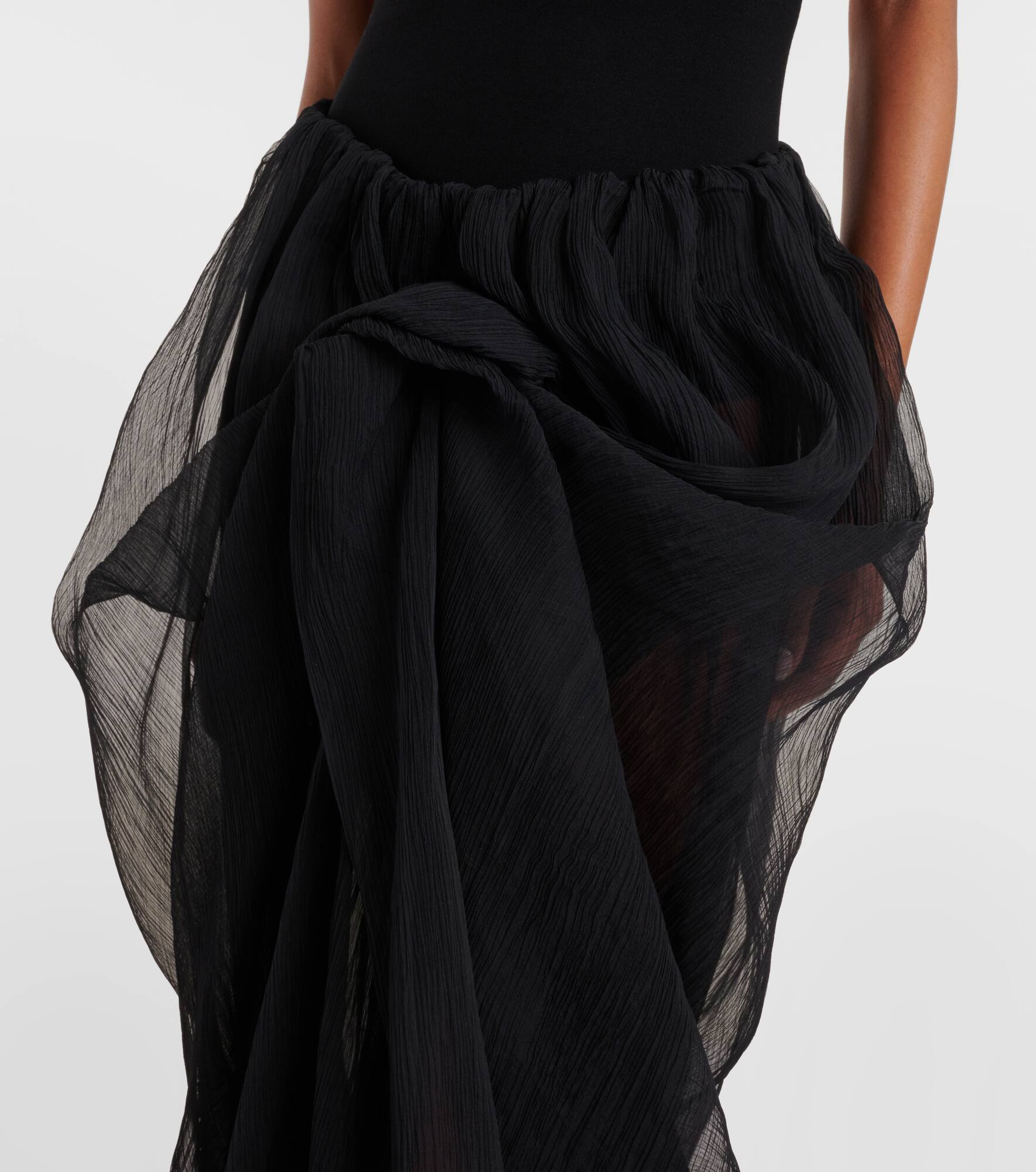 Ruffled silk tulle maxi skirt - 4