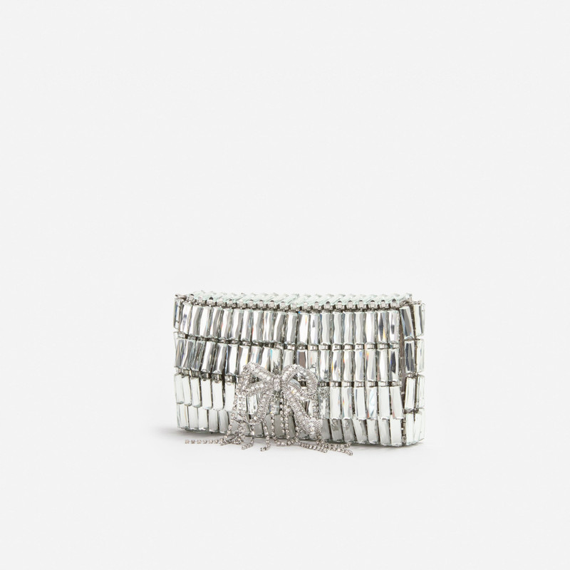 self-portrait Silver Crystal Bow Mini Shoulder Bag outlook