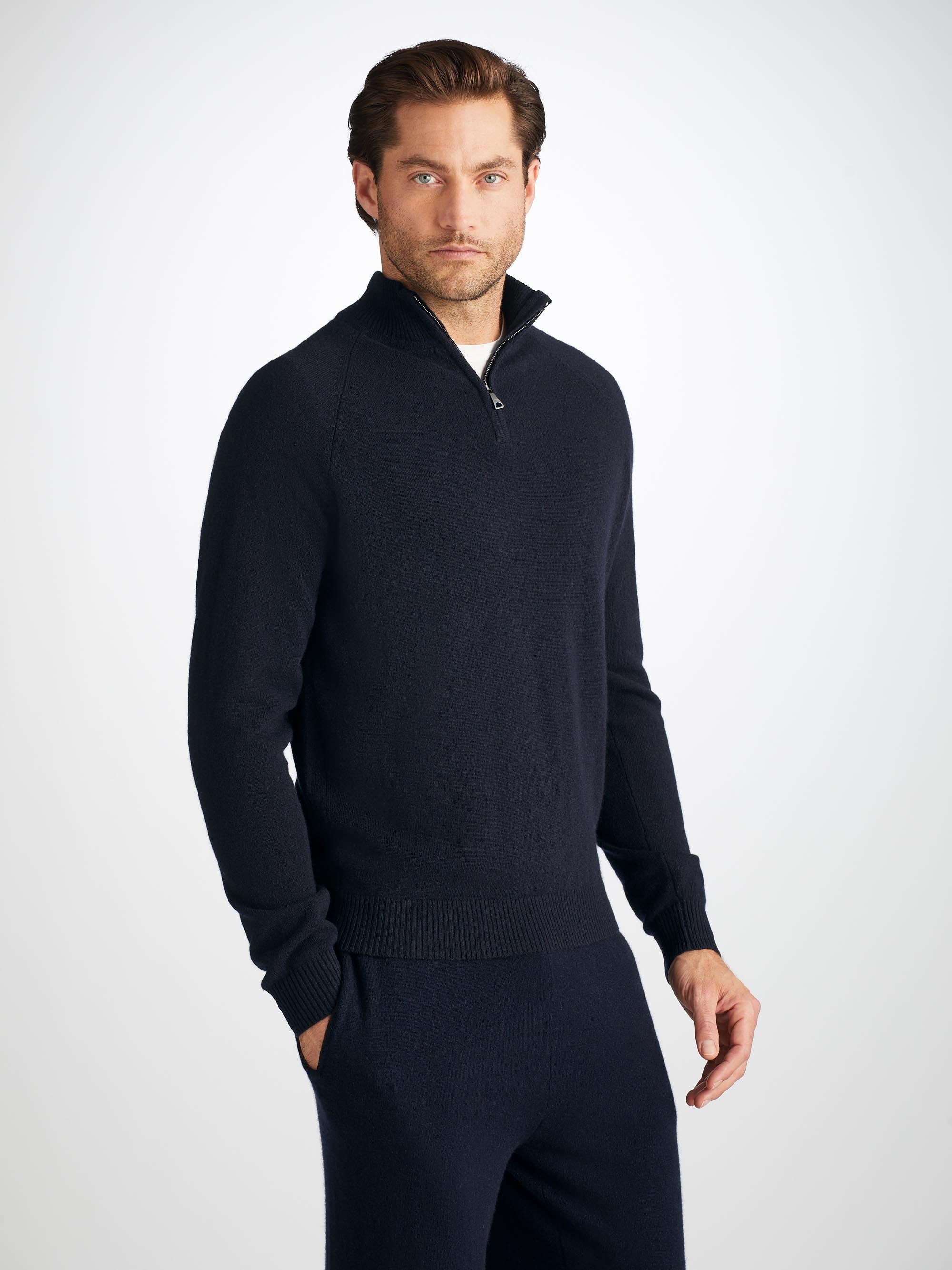 Men's Half-Zip Sweater Finley Cashmere Navy - 8