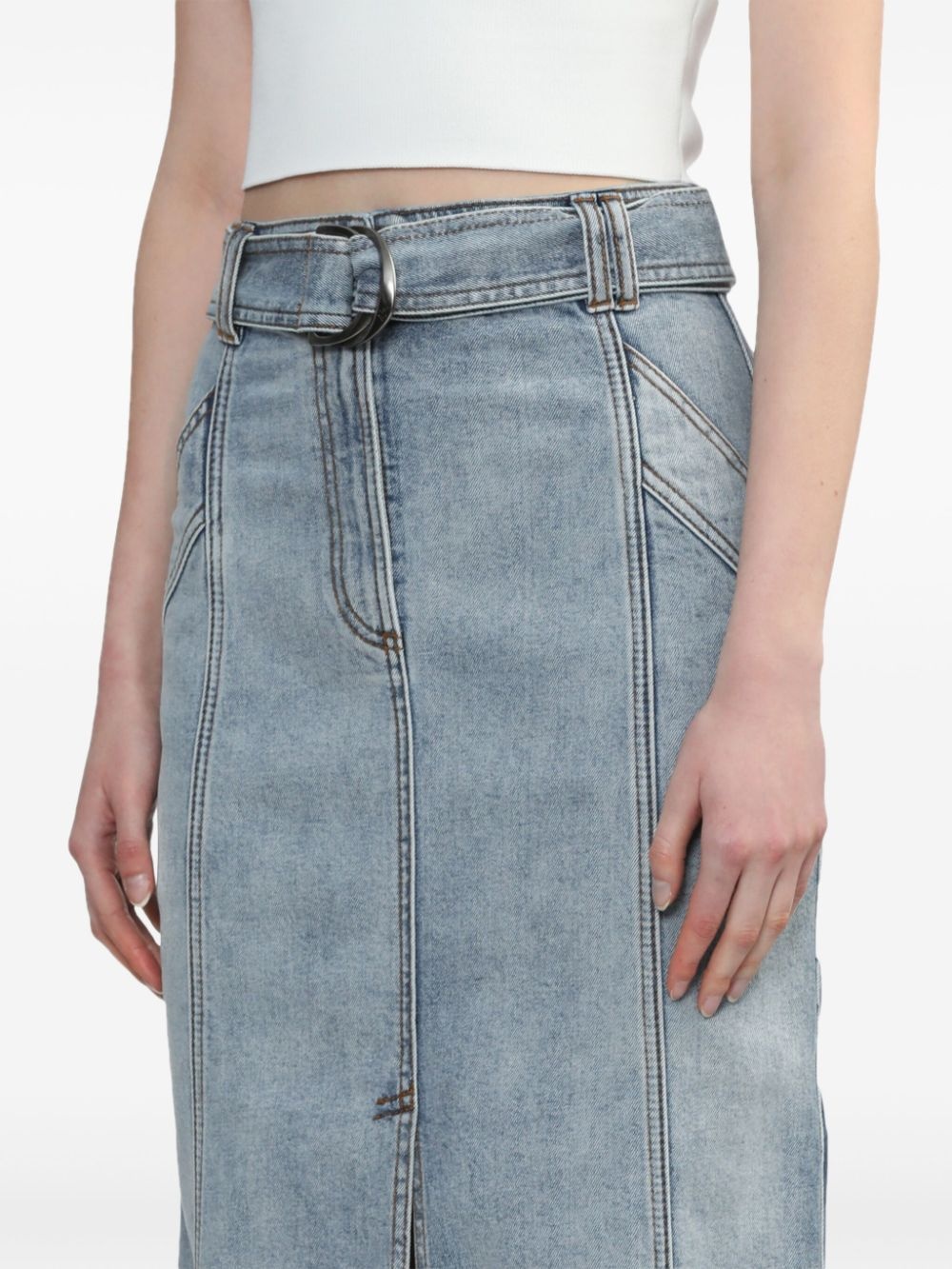 two-tone midi denim skirt - 5