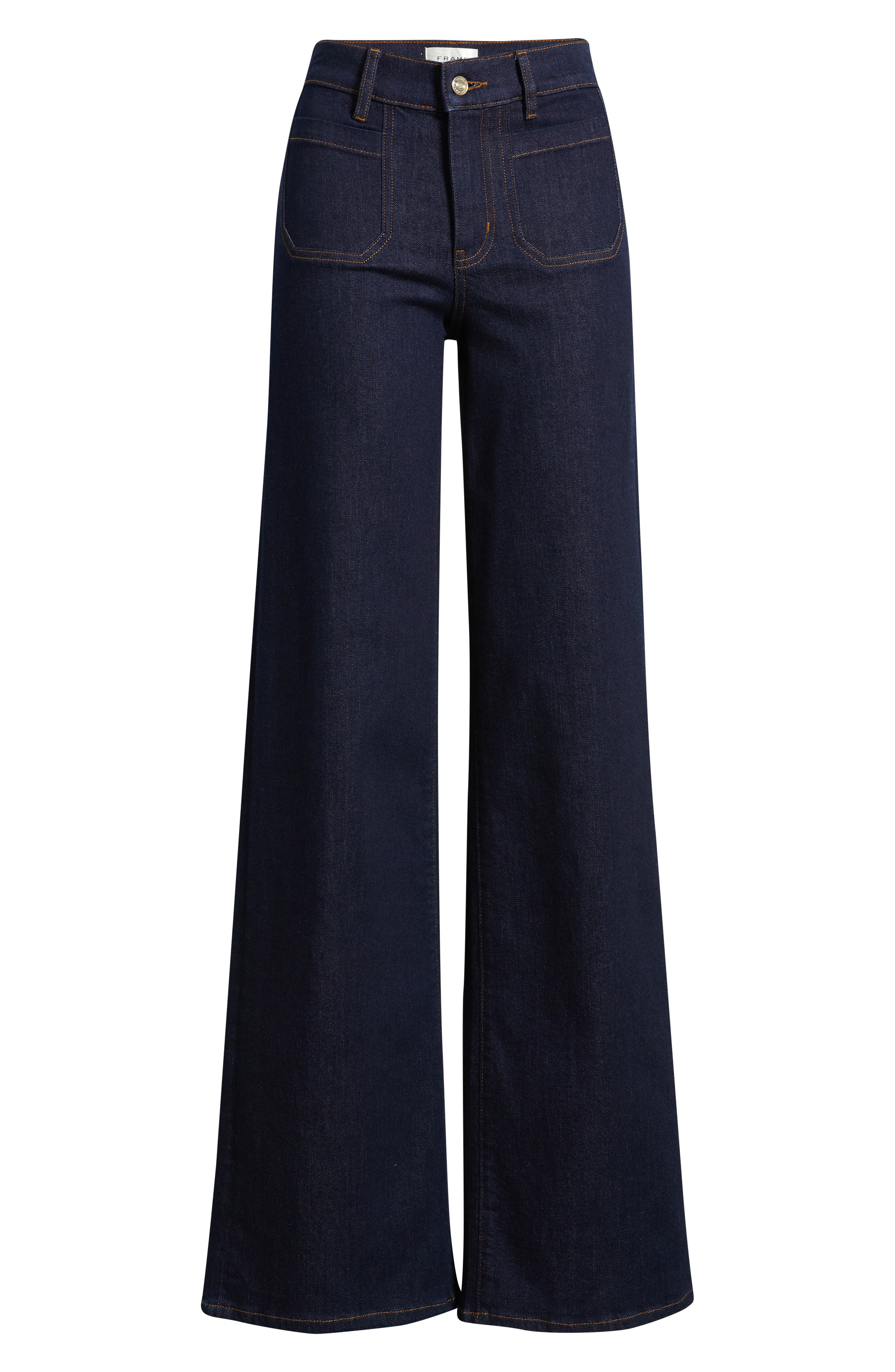 FRAME Le Slim Palazzo Patch Pocket High Waist Wide Leg Jeans in Rinse at Nordstrom - 5