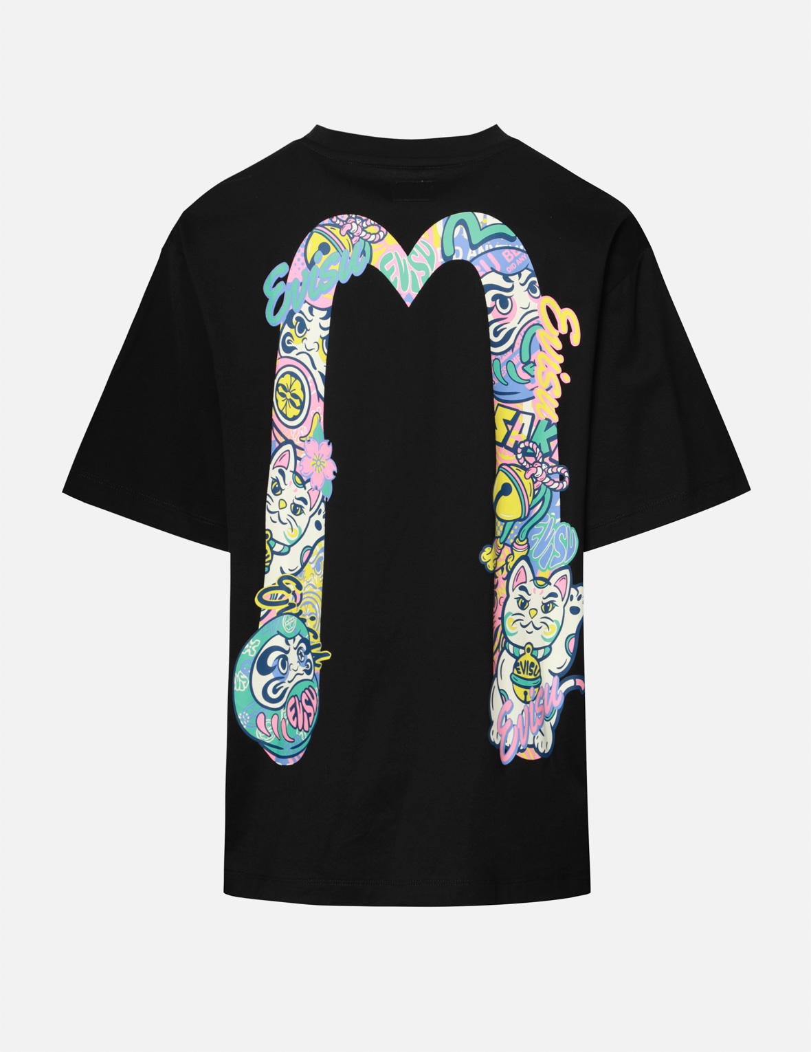 DARUMA AND FORTUNE CAT-PATTERN DAICOCK PRINT OVERSIZED T-SHIRT - 2