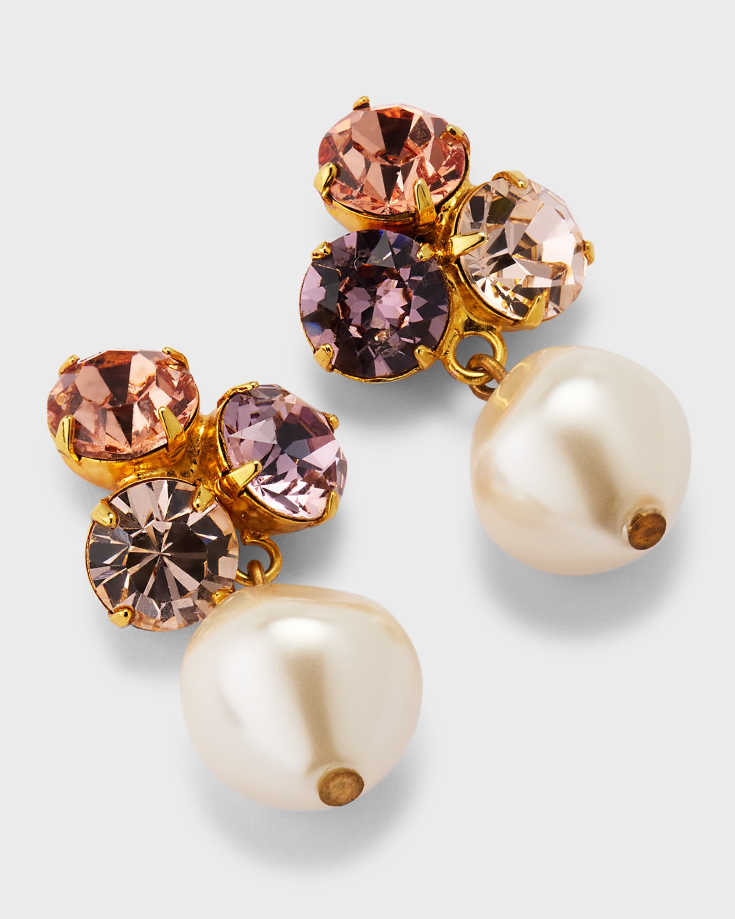 Tatiana Crystal and Glass Pearl Drop Earrings - 3
