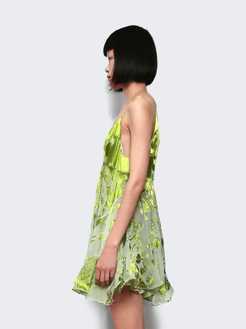 Burnout Fluted Chemise Dress Mint And Sour Green - 3