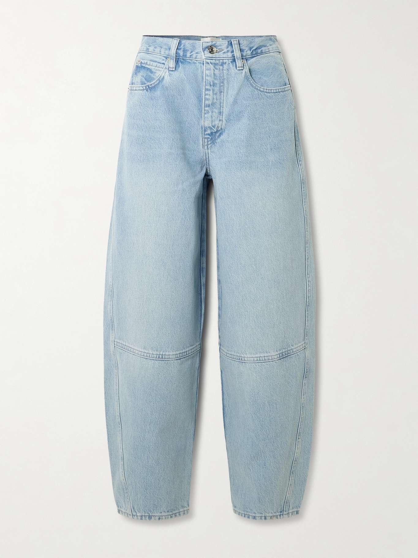 The Twisted paneled high-rise straight-leg jeans Light denim - 1