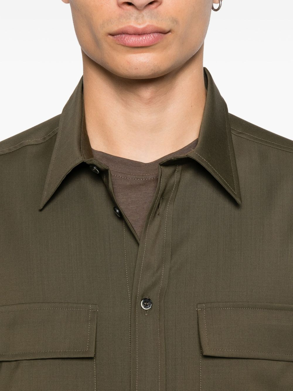 patch-pocket wool shirt - 5