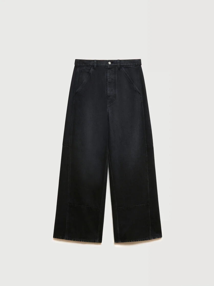 BLACK DENIM OVERSIZED WORKWEAR TROUSERS - 1