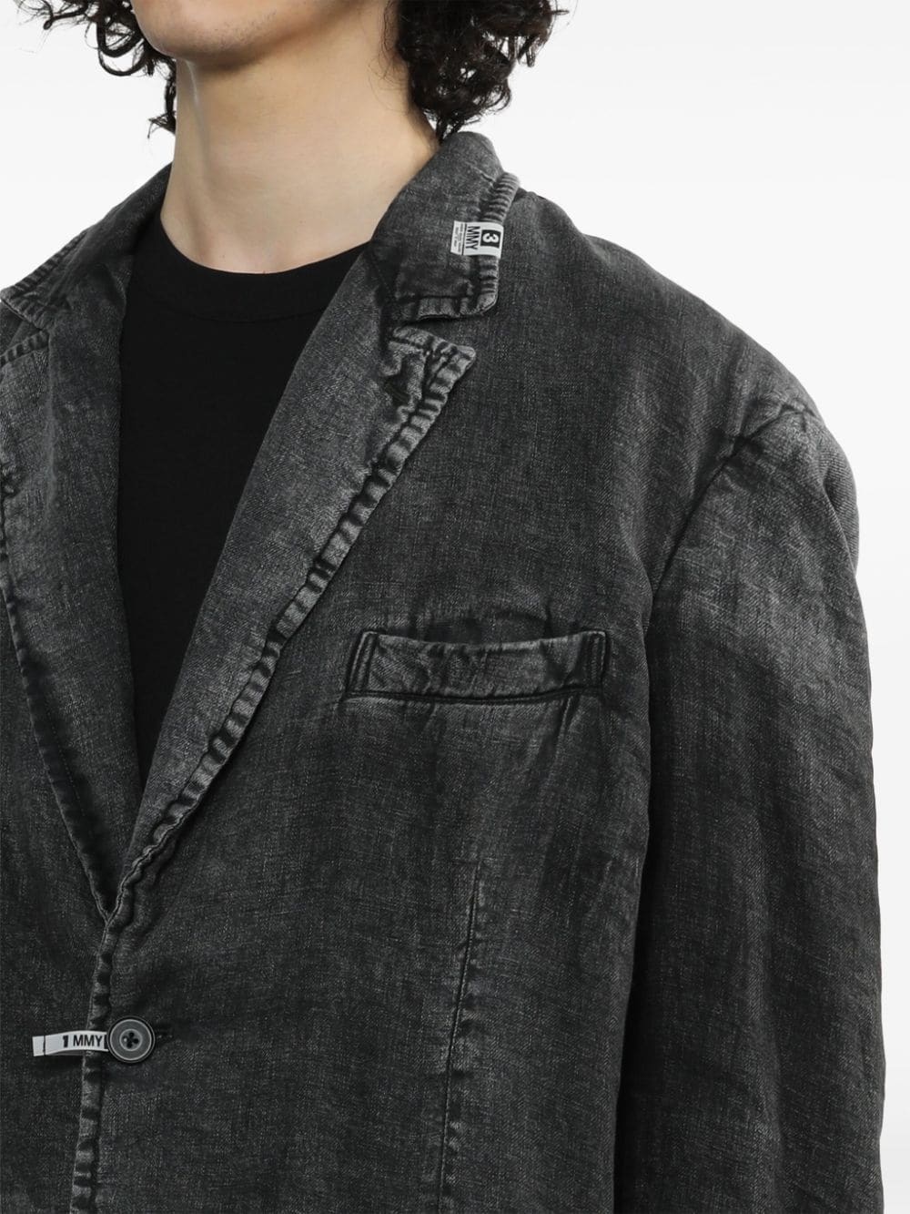 faded effect linen jacket - 5