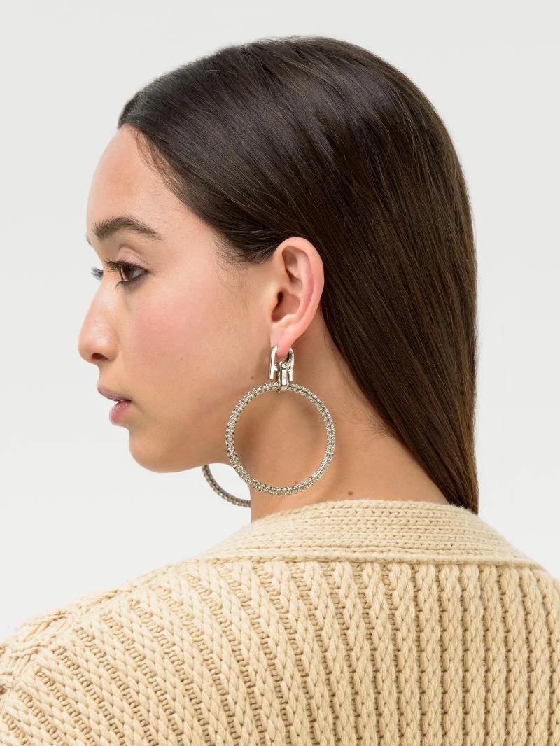 CARABINER LARGE HOOP EARRINGS (PAVE) - 2