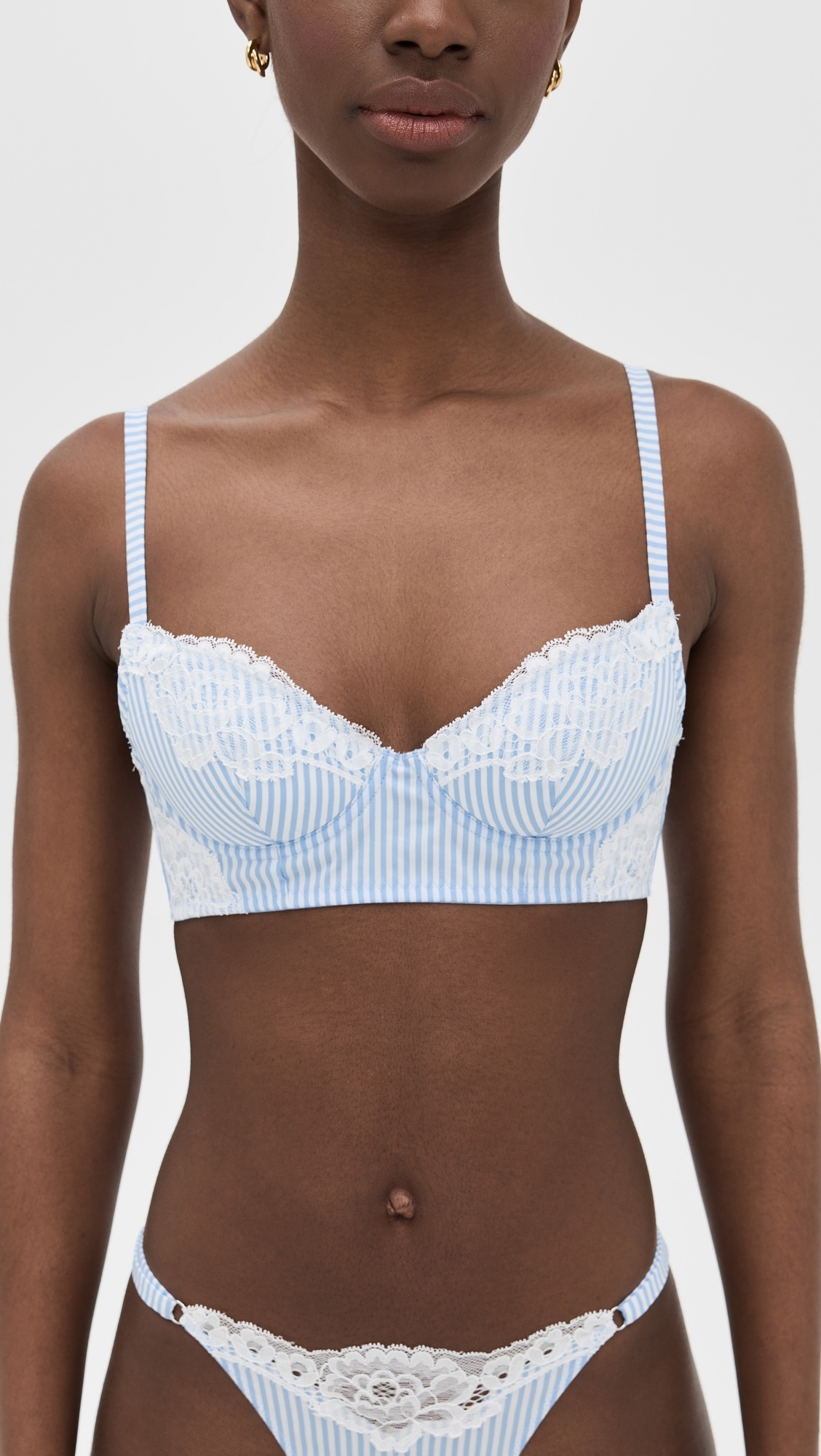Poplin and Lace Demi Bra - 1
