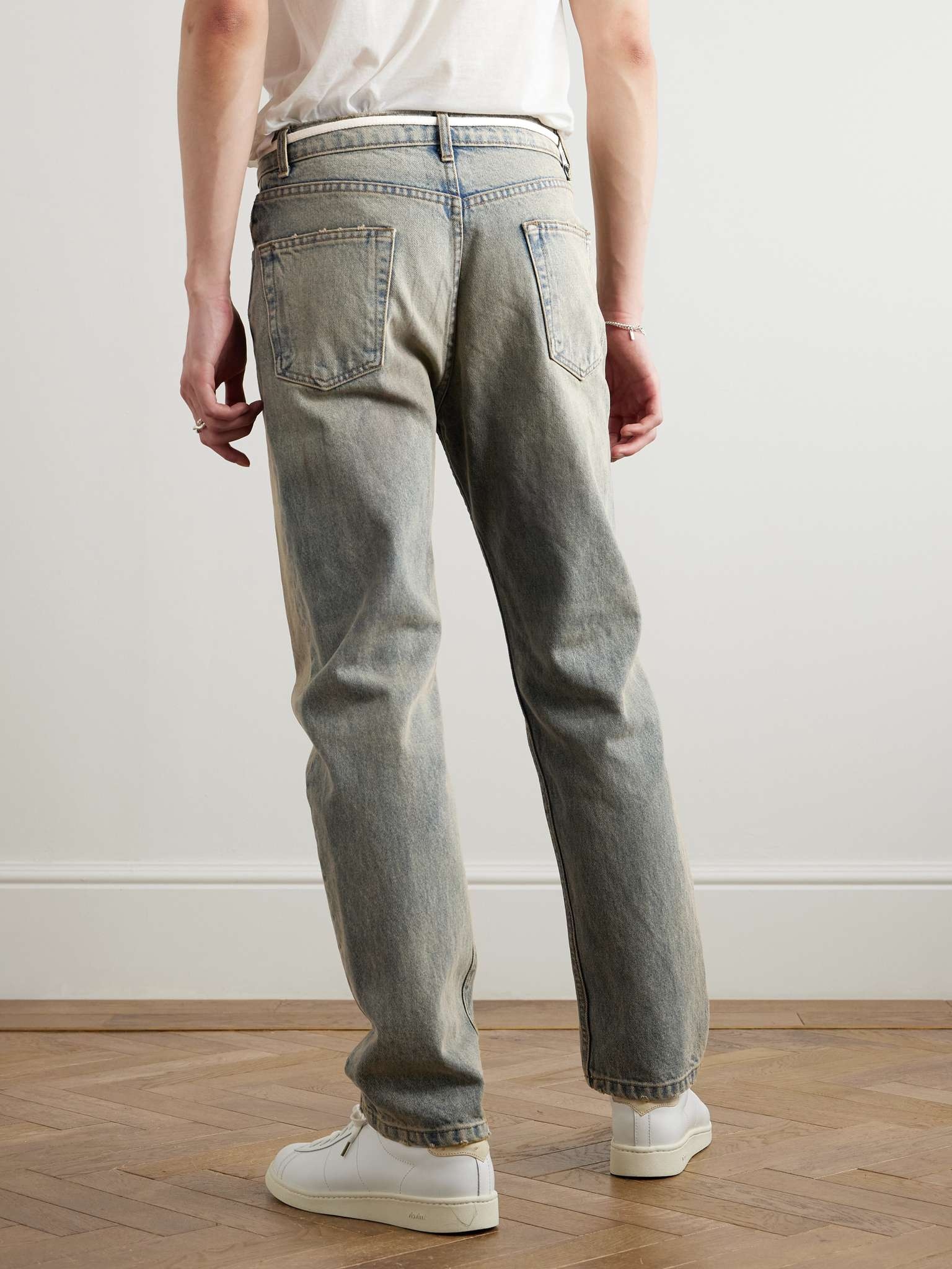 Fathers Way Slim-Fit Straight-Leg Belted Distressed Printed Jeans - 4