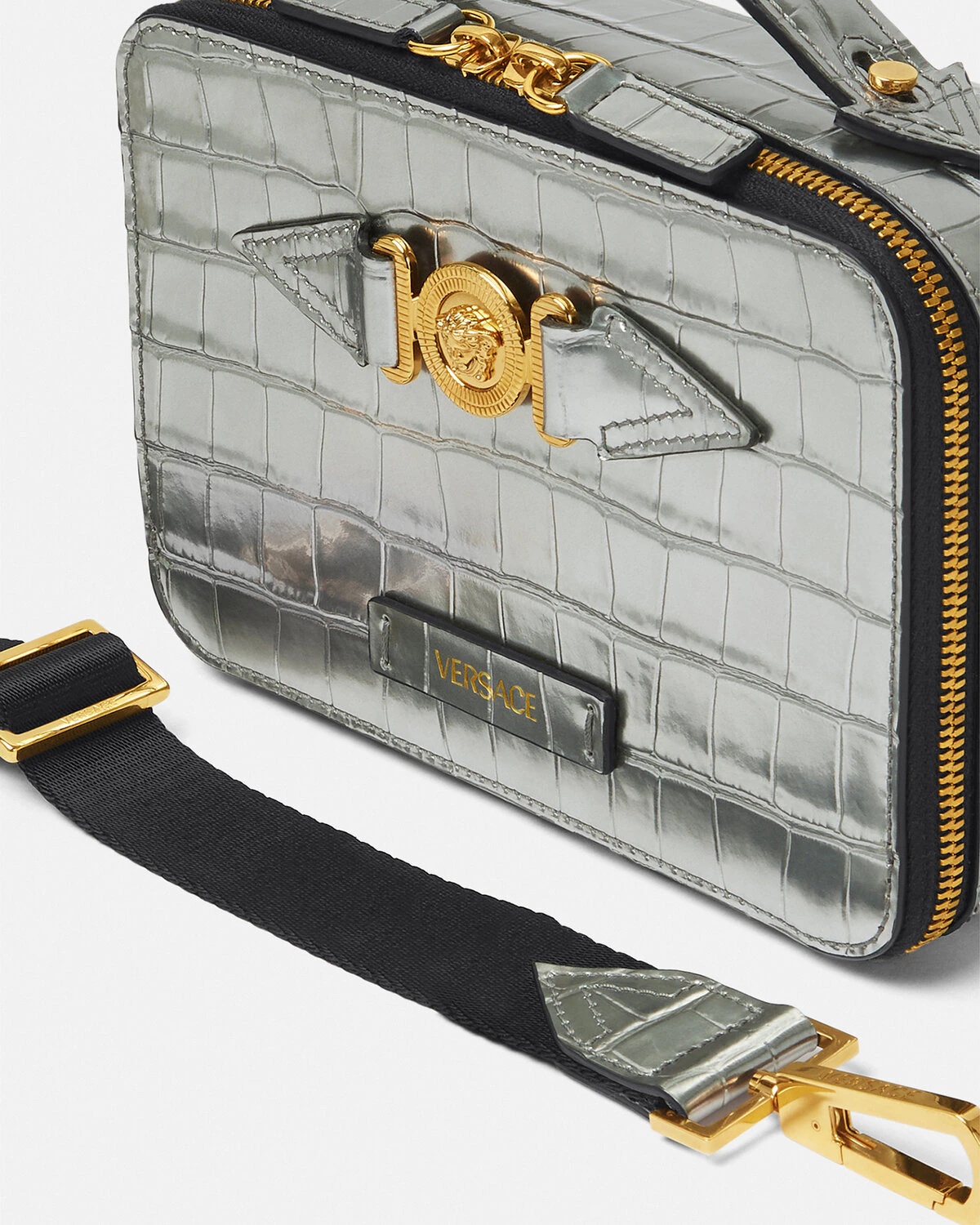 Croc-Effect Medusa Biggie Messenger Bag - 5