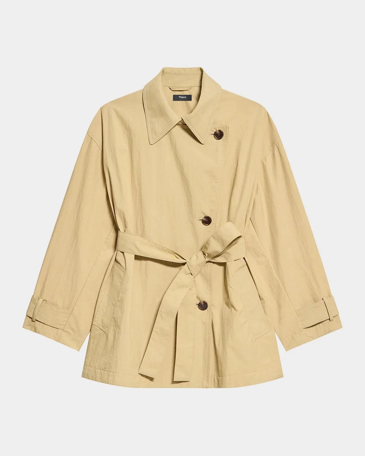 Cropped Double-Breasted Trench Coat - 1