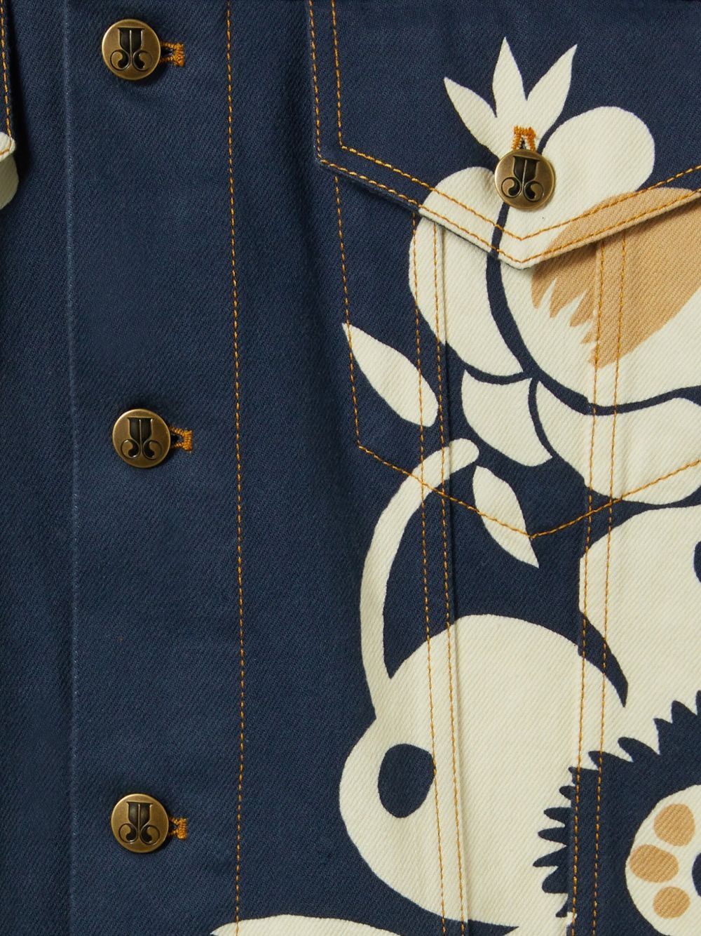 floral-print denim jacket - 5