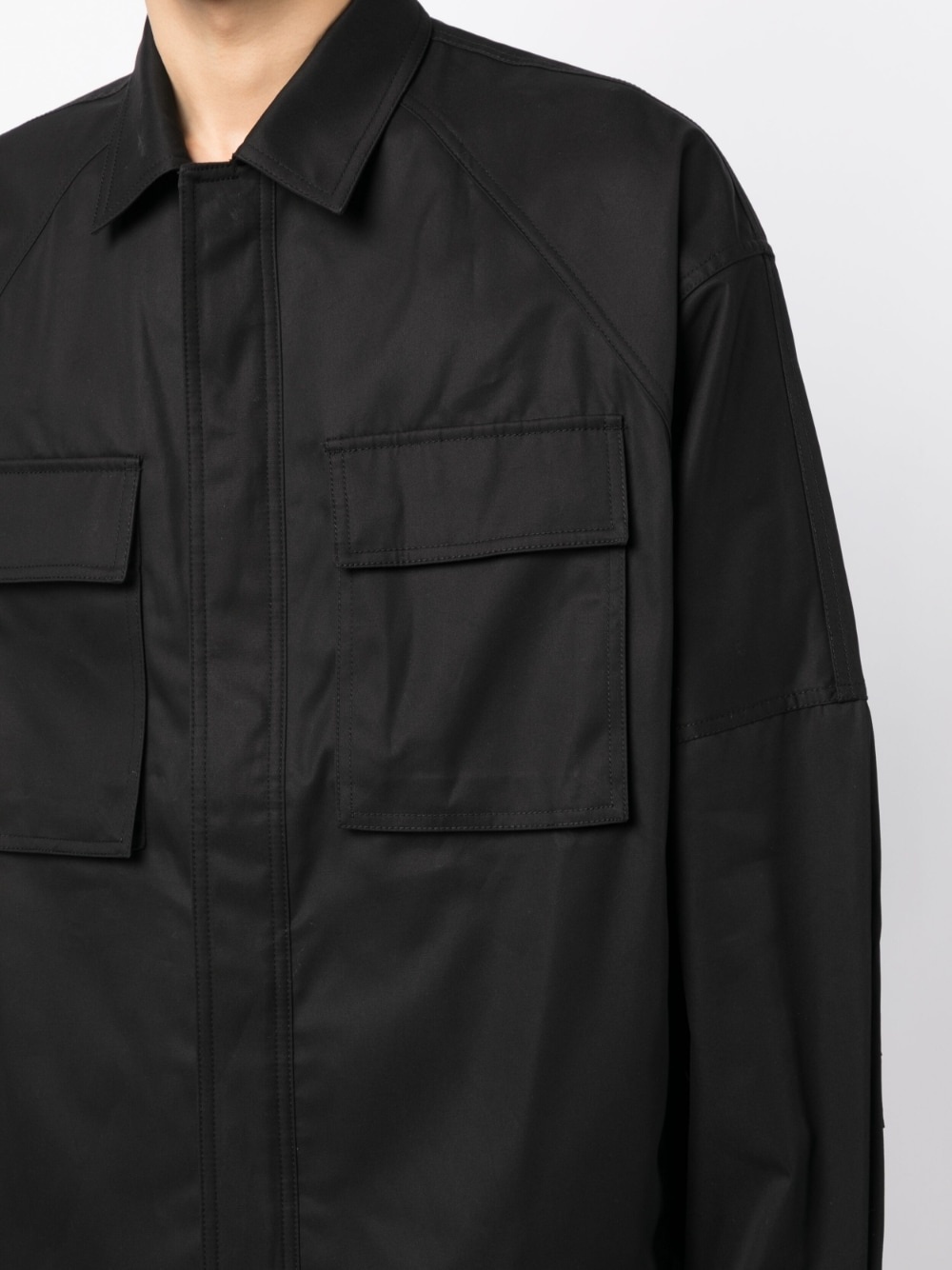 classic-collar concealed-fastening shirt jacket - 5