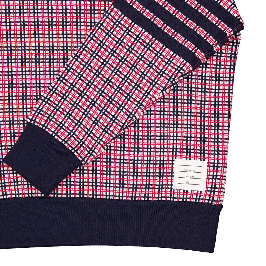 Thom Browne Men's Cotton Check Jacquard 4-Bar Sweatshirt - 7