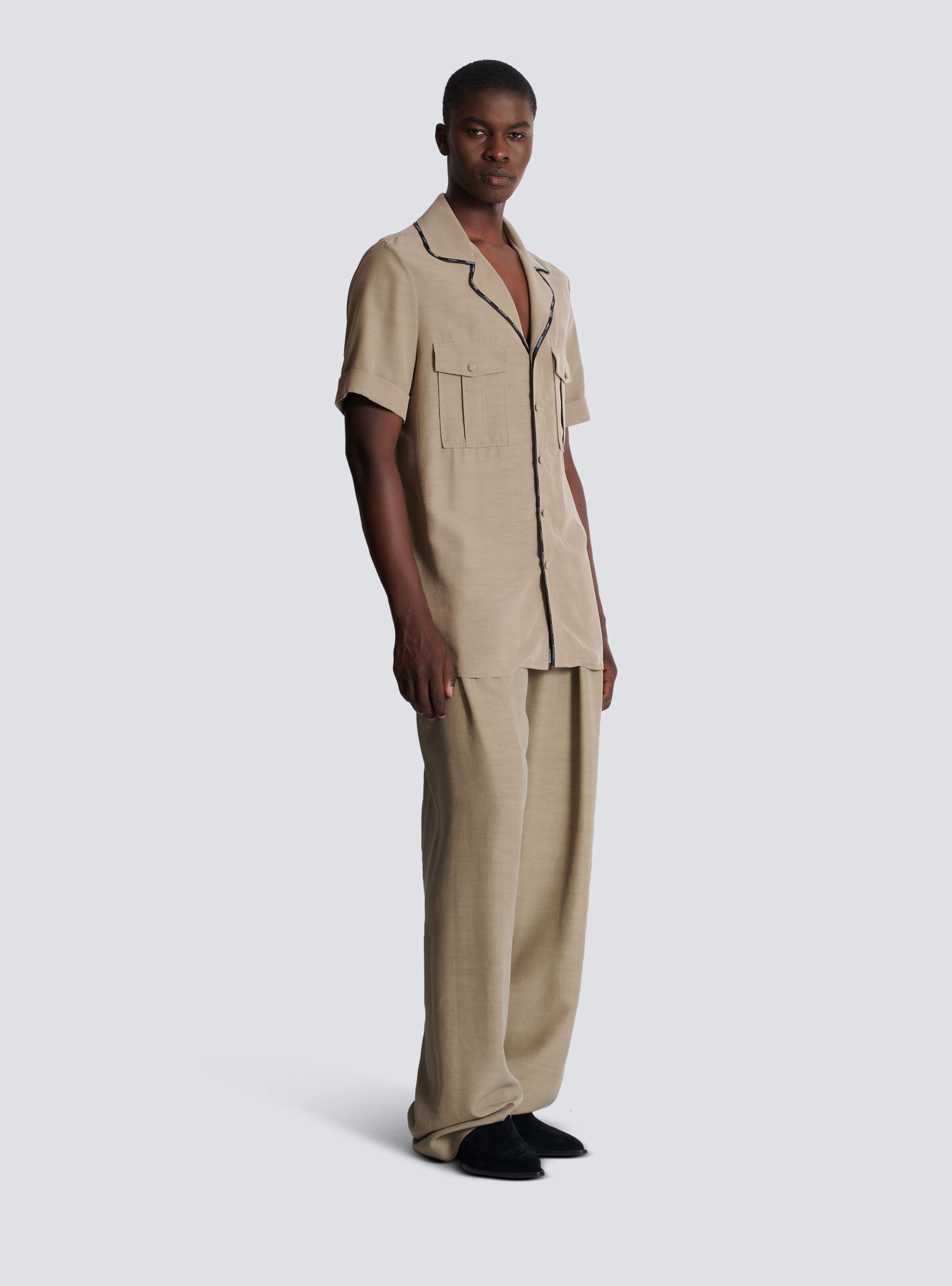 Cupro pyjama shirt with pockets - 3