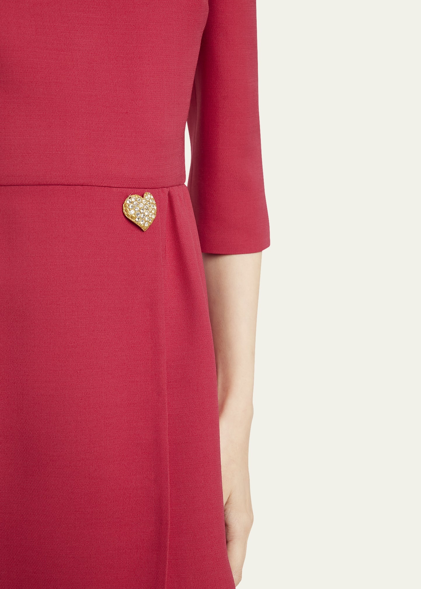 Strass Heart Flounce Crepe Couture Dress - 5
