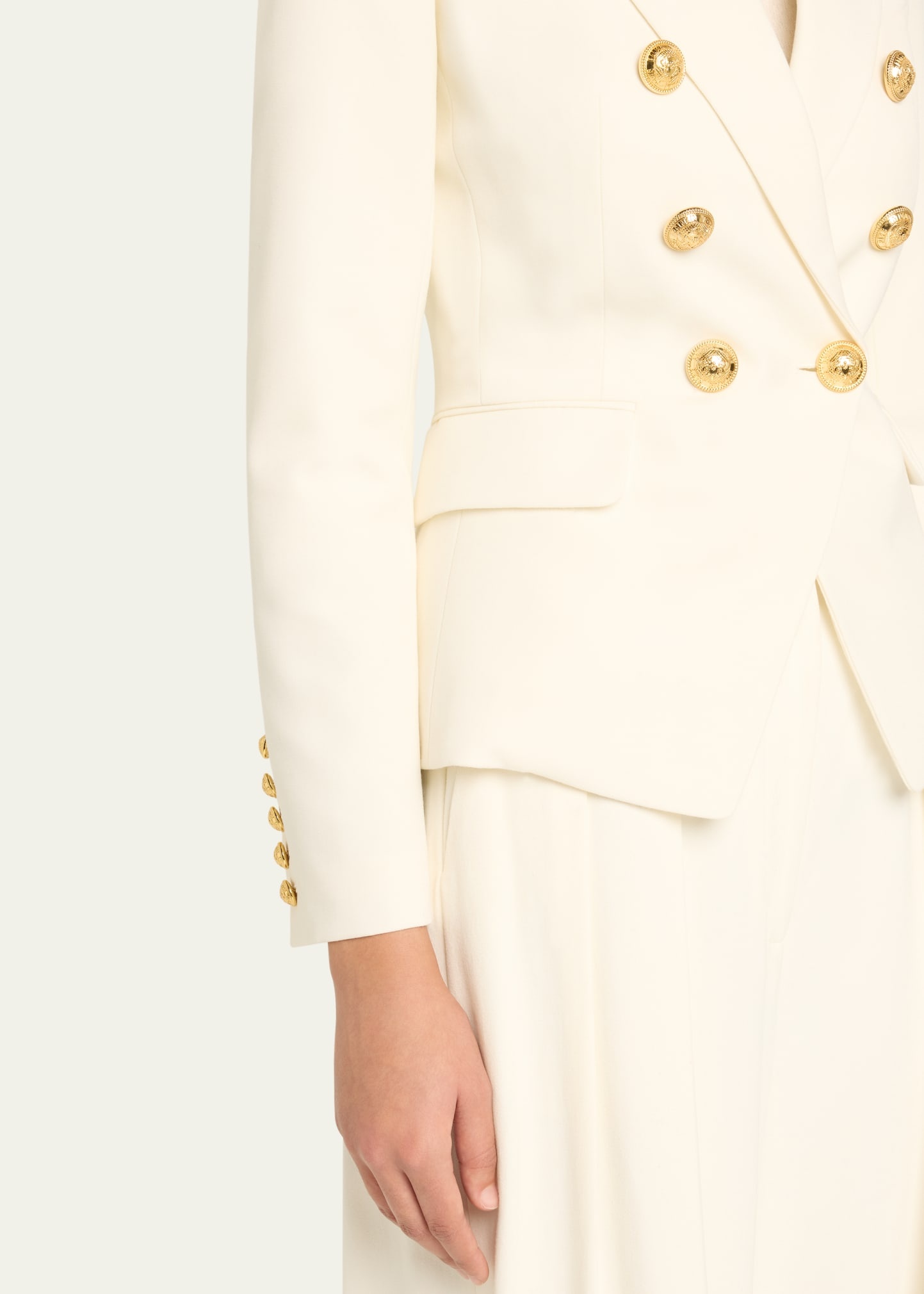 Classic Double-Breasted Fitted Wool Jacket - 5