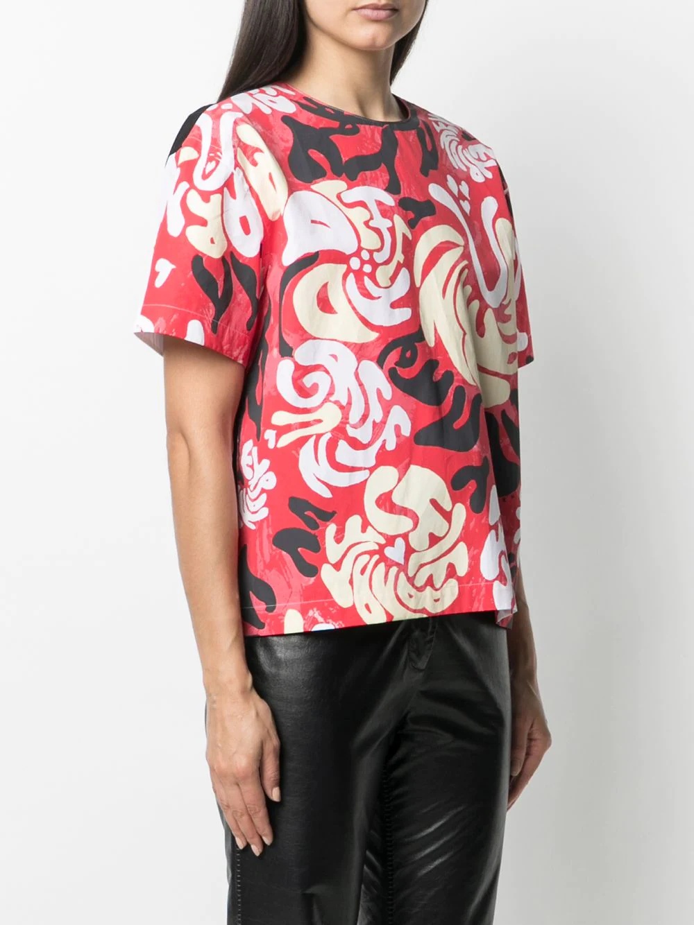 graphic print short sleeve blouse - 3