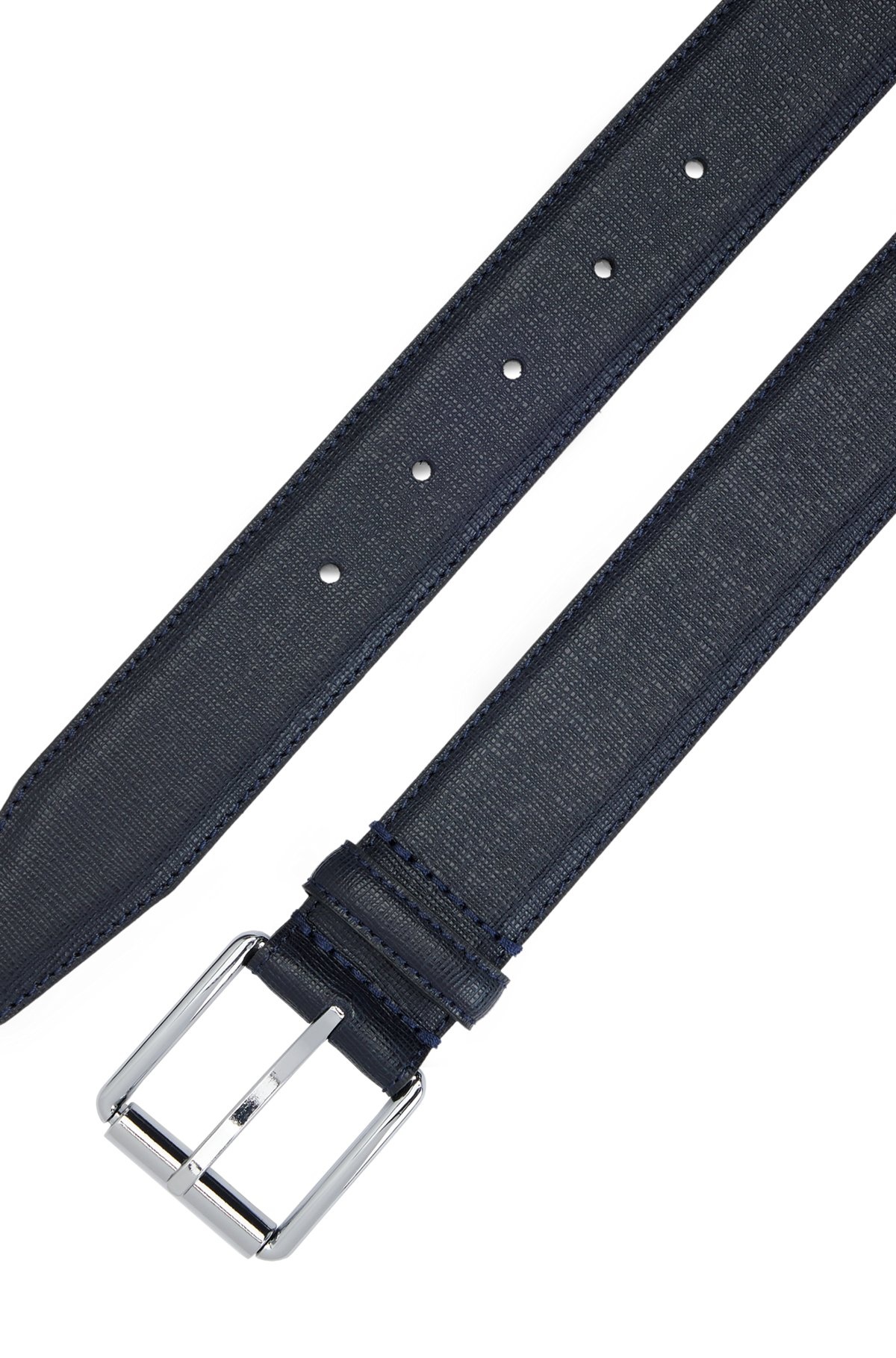 ITALIAN-LEATHER BELT WITH BRANDED ROLLER AND SILVER HARDWARE - 3
