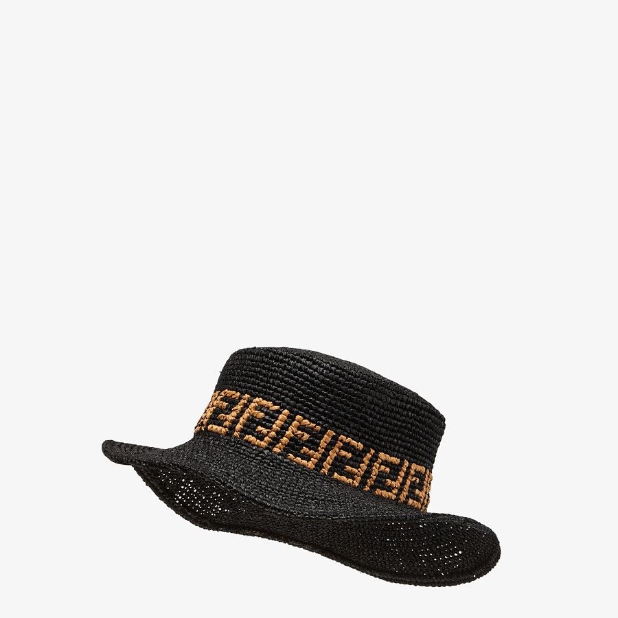 Black raffia bucket hat - 1