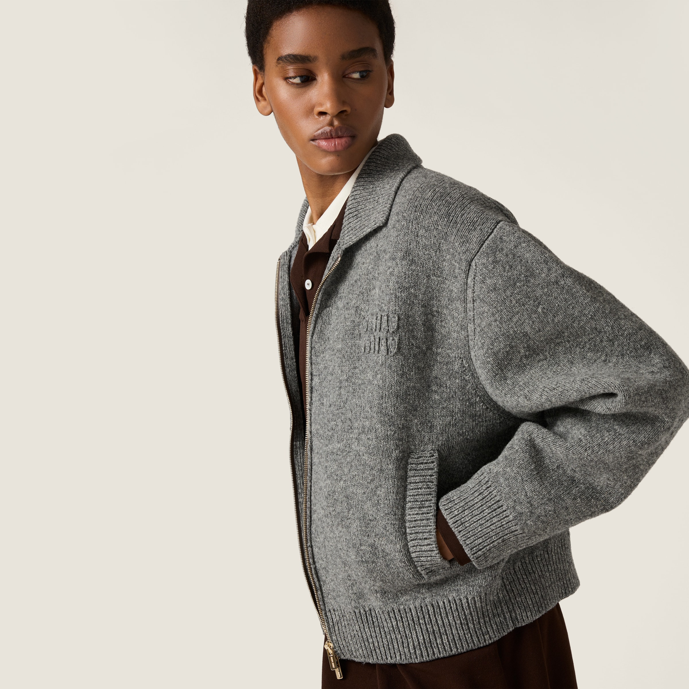 Shetland wool and cashmere zipper cardigan - 5