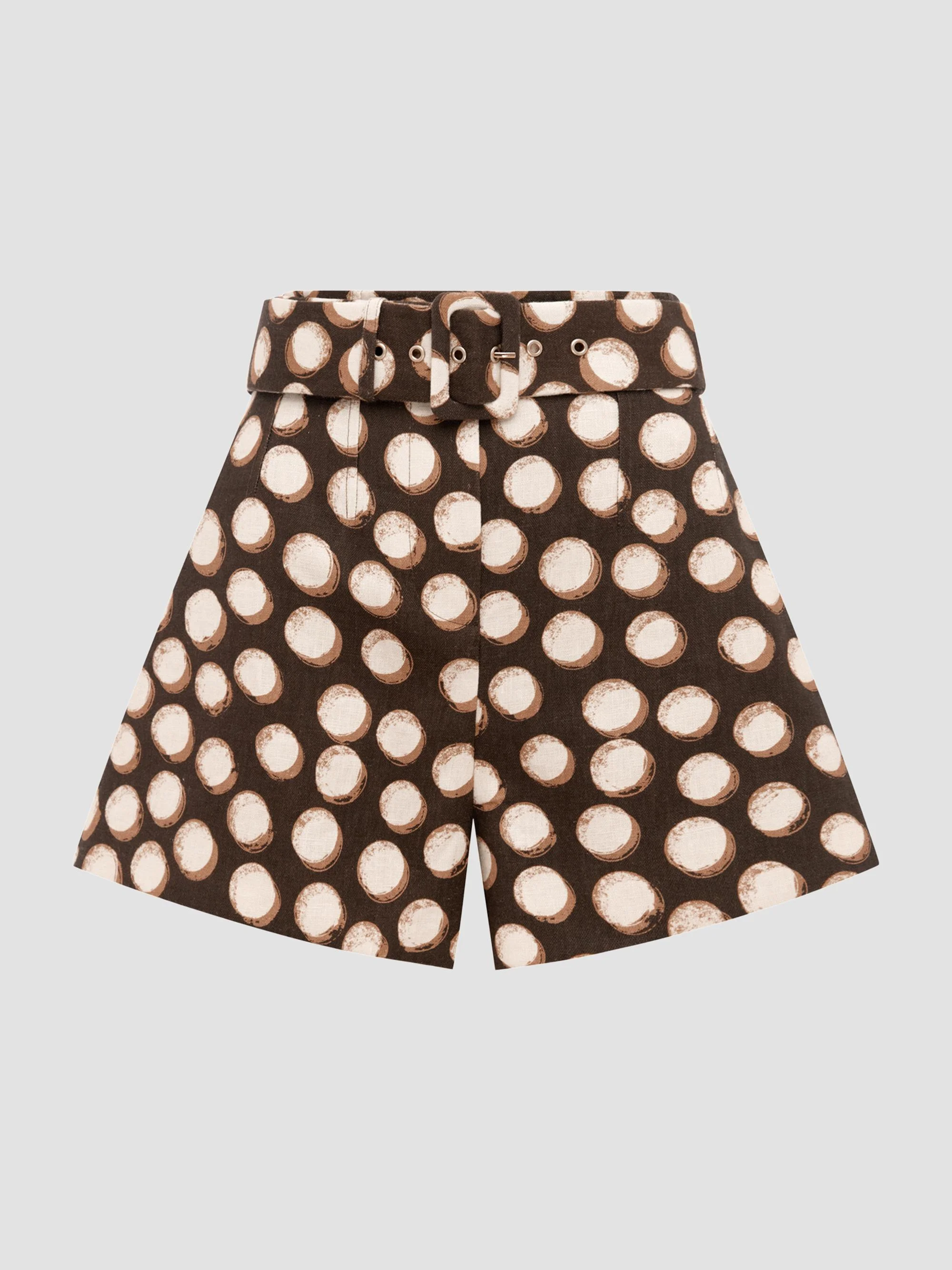 Women's Paula Corset Linen Shorts - Chocolate - 1