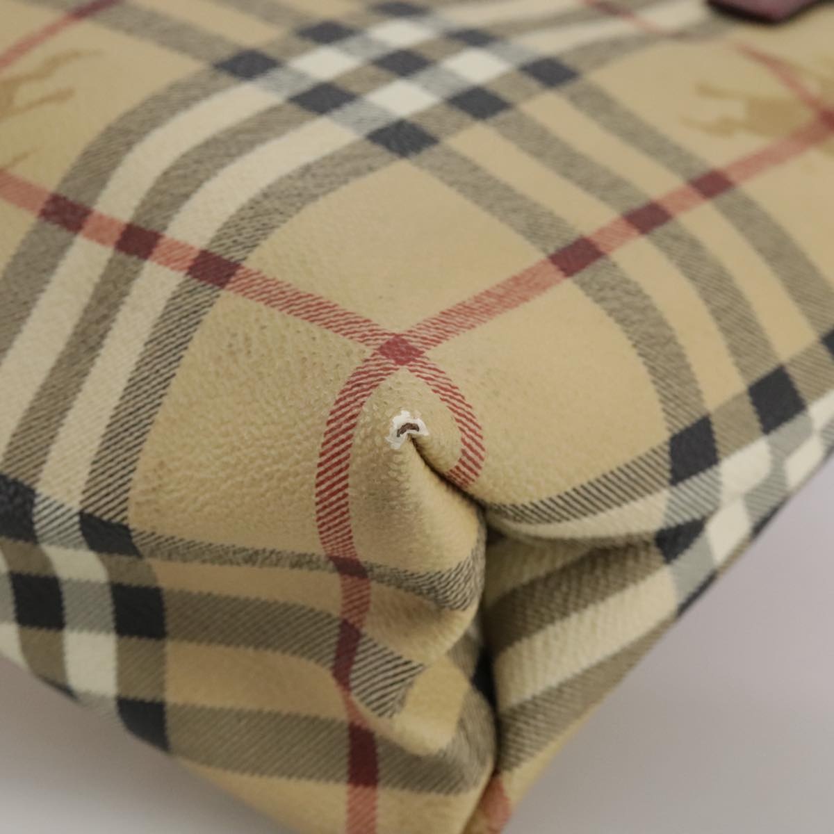 Burberry Nova Check Hand Bag Pvc Leather Beige - 14