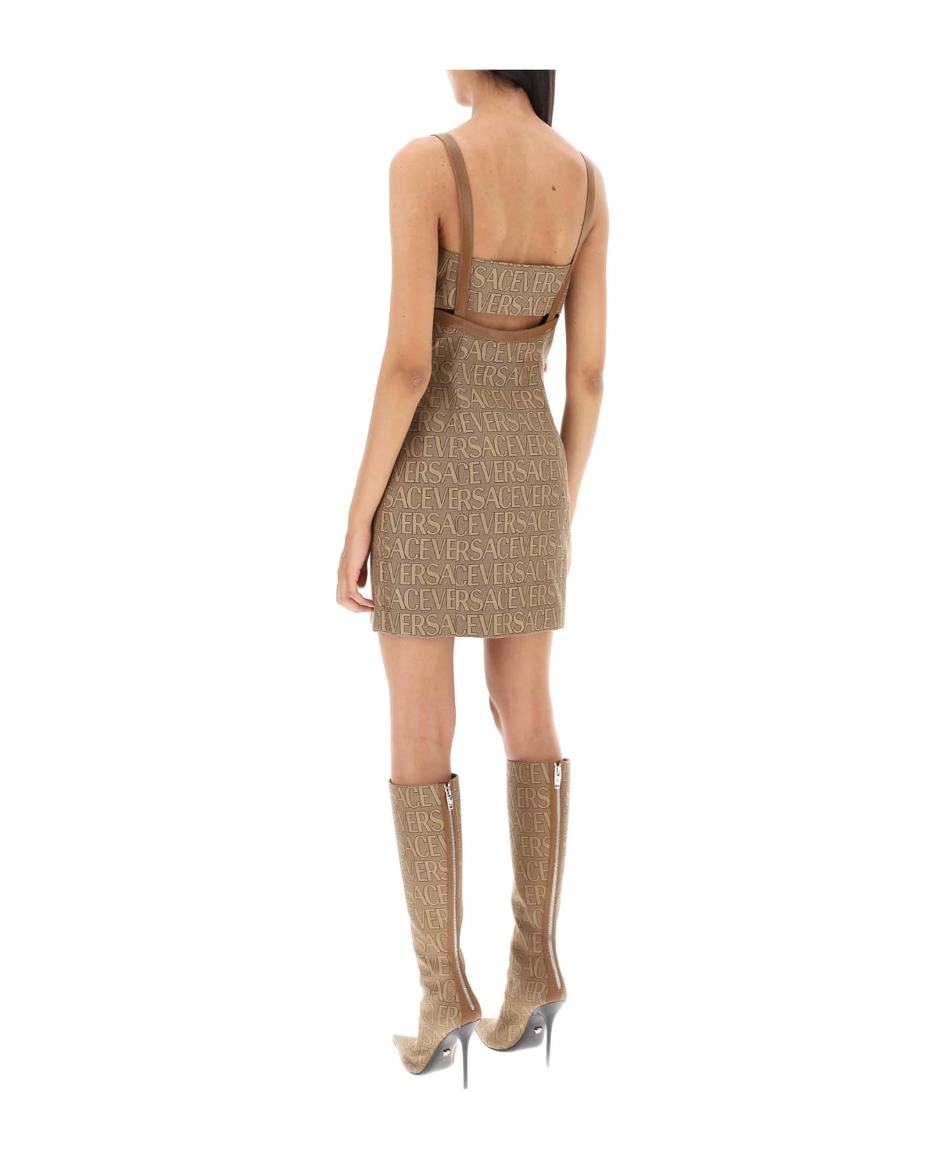 Beige Cotton Blend Dress - 3